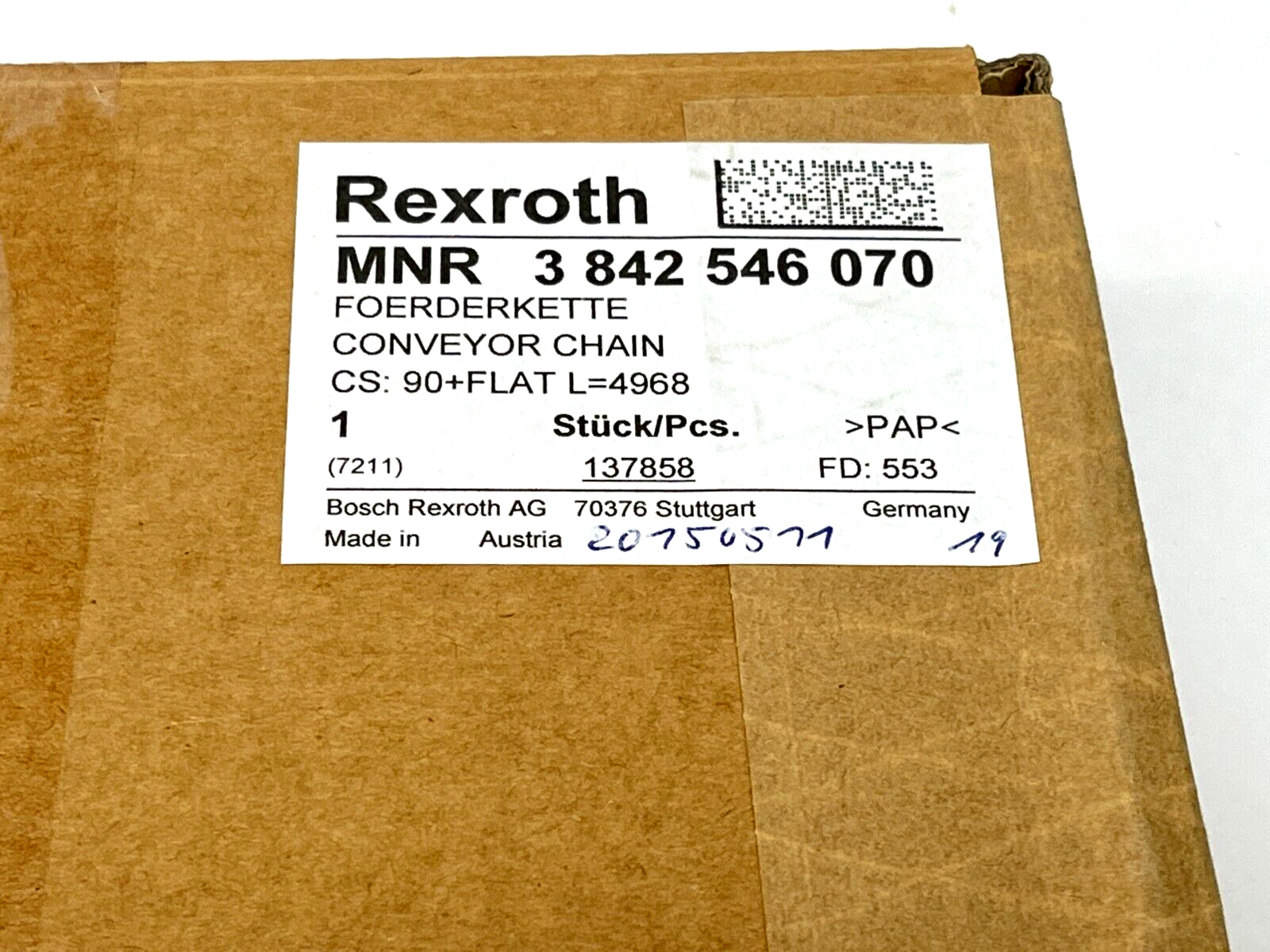 Rexroth 3842546070 Conveyor Chain 90+FLAT L4968 - Maverick Industrial Sales