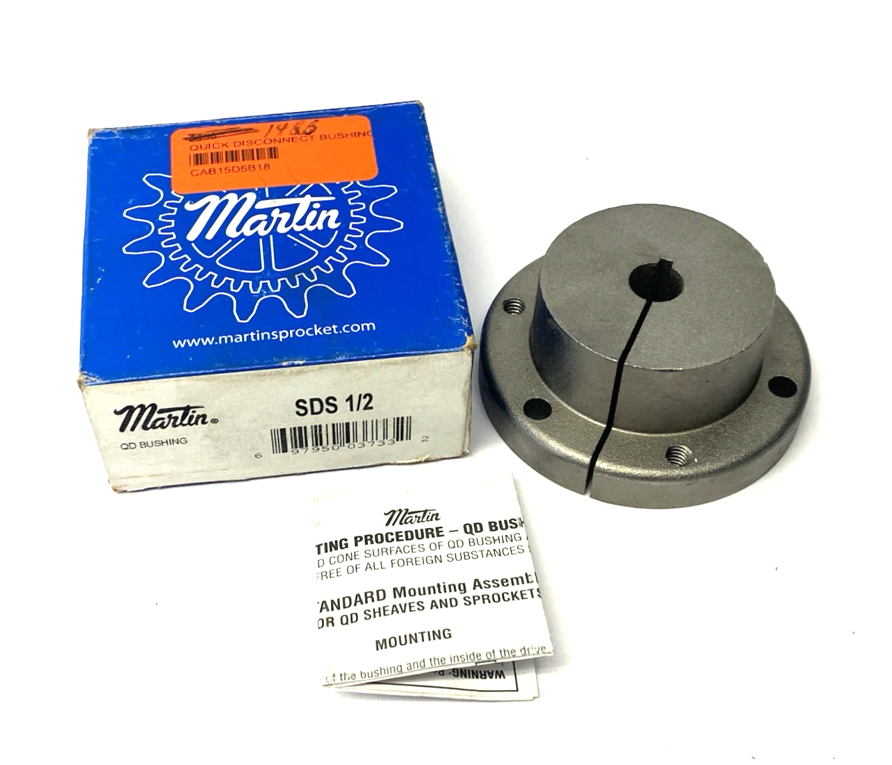 Martin SDS 1/2 Quick Disconnect Bushing 0.5000 in Bore, 3.187 in Flg OD - Maverick Industrial Sales