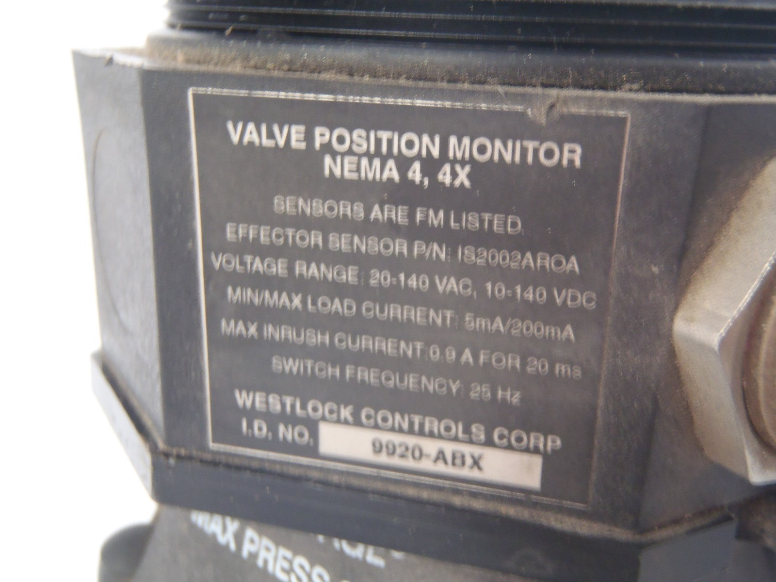 9920-ABX | Westlock Valve Position Monitor W/ Advantage Spring-To-Close 60PSI - Used - Maverick Industrial Sales