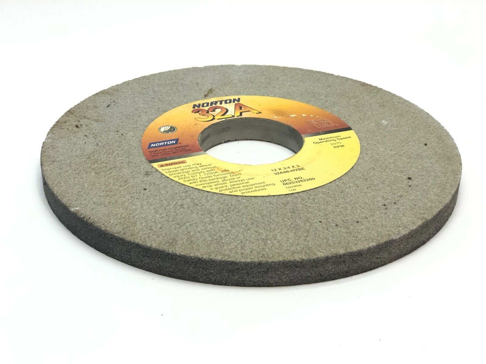 Norton 32A46-HVBE Grinding Wheel 3" Bore 2070 RPM - Maverick Industrial Sales