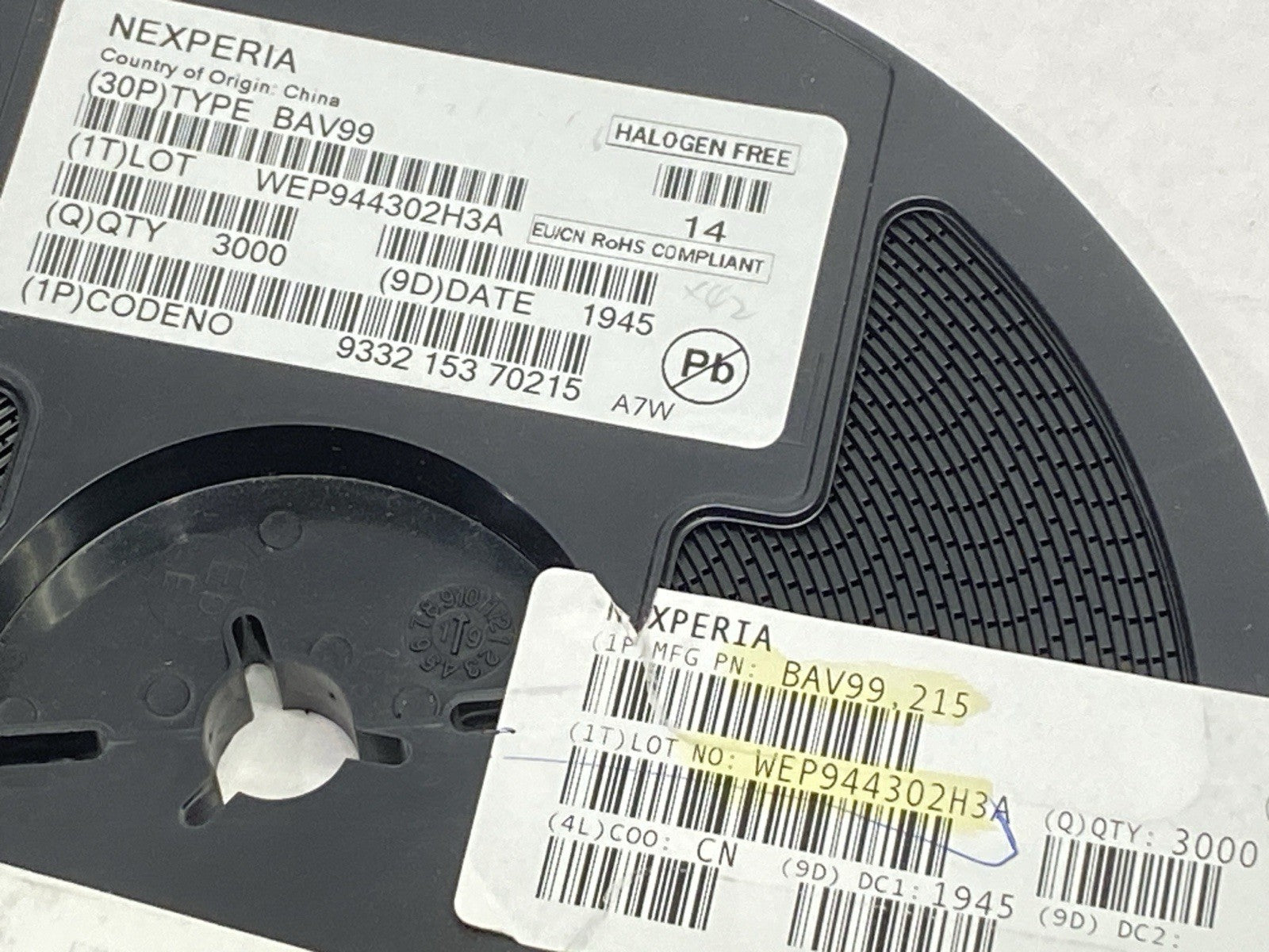 BAV99,215 | Nexperia Diode Array 1-Pair Series 100V 215mA Surface Mount 3000QTY - New - Maverick Industrial Sales