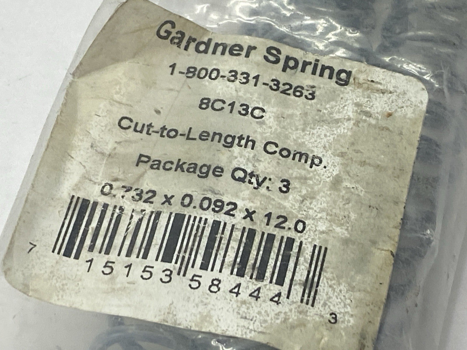 Gardner Spring 8C13C Cut-to-Length Compression Spring 0.7320" OD 12" Free Length - Maverick Industrial Sales