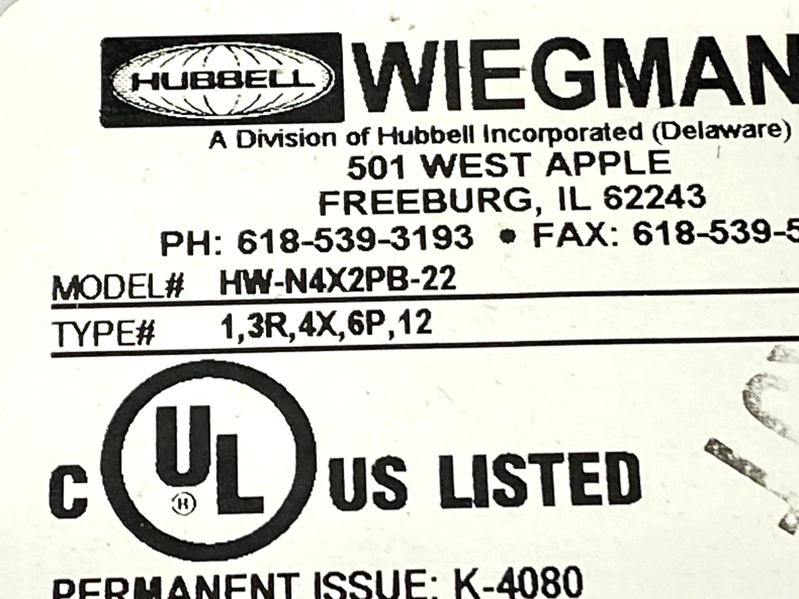 Hubbell Wiegmann HW-N4X2PB-22 Gray Pushbutton Enclosure 22mm 6" x 4" x 4" - Maverick Industrial Sales
