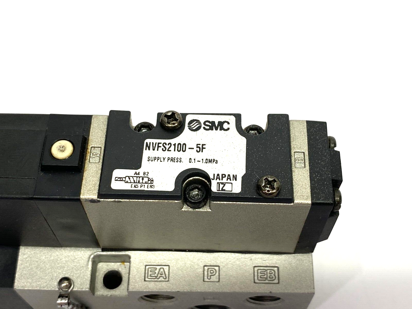 NVFS2100-5F | SMC Manifold Mounted Solenoid Valve 5-Port 0.1~1.0MPa Set Press - Used - Maverick Industrial Sales