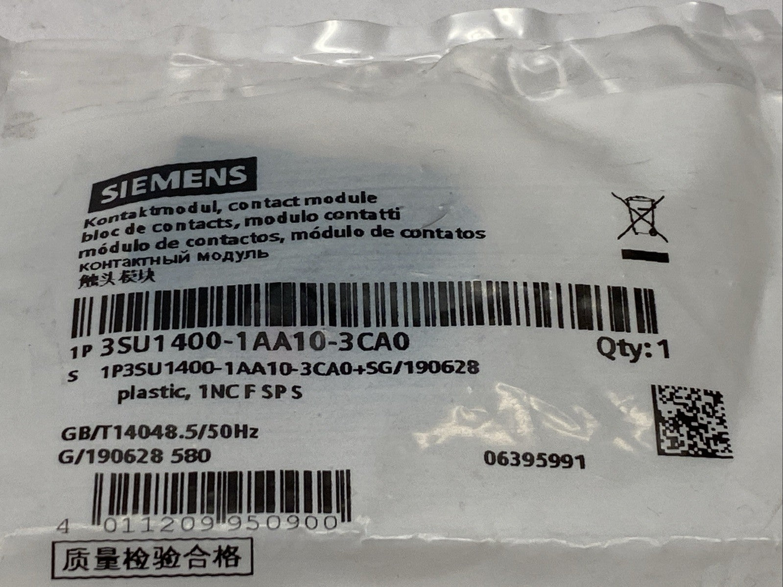 Siemens 3SU1400-1AA10-3CA0 Contact Block - Maverick Industrial Sales