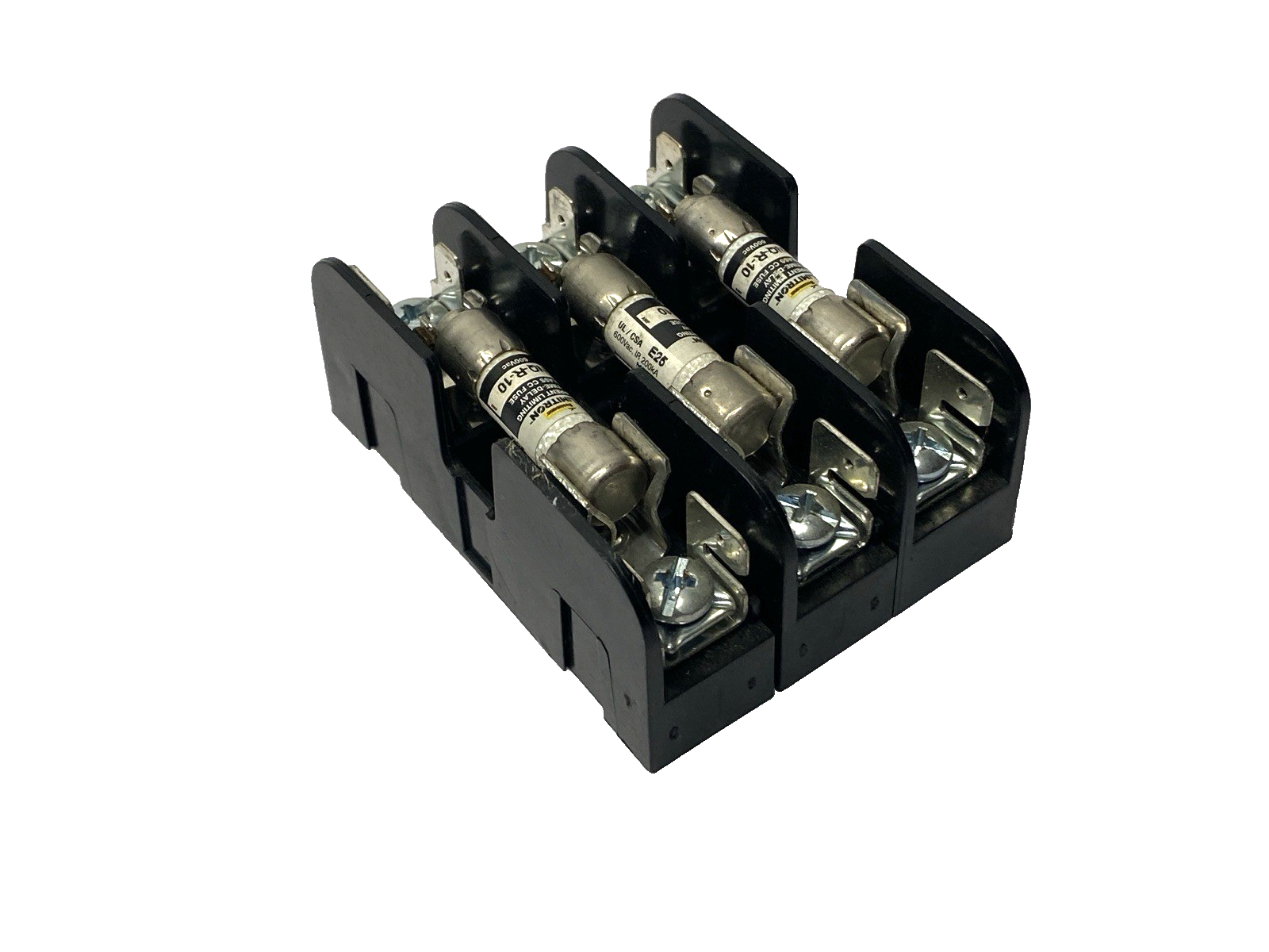 Ferraz Shawmut 30323R Fuse Block 600V 30A w/ Bussmann FNQ-R-10 Fuse LOT OF 3 - Maverick Industrial Sales