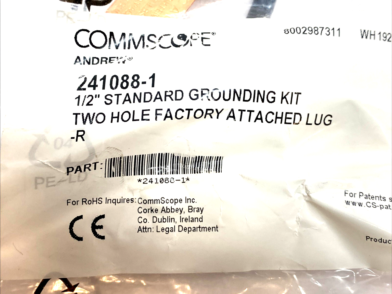 CommScope 241088-1 Grounding Kit ½″ Coax Cable Two-Hole Lug Copper Str