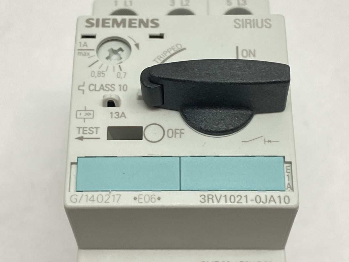 Siemens 3RV1021-0JA10 Manual Motor Starter Circuit Breaker 0.7A-1A 3-Pole - Maverick Industrial Sales