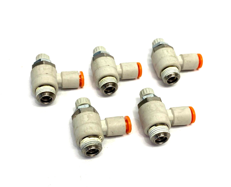 SMC AS2201F-01-03 Pneumatic Flow Control Elbow Fitting 5/32" OD Tube LOT OF 5 - Maverick Industrial Sales