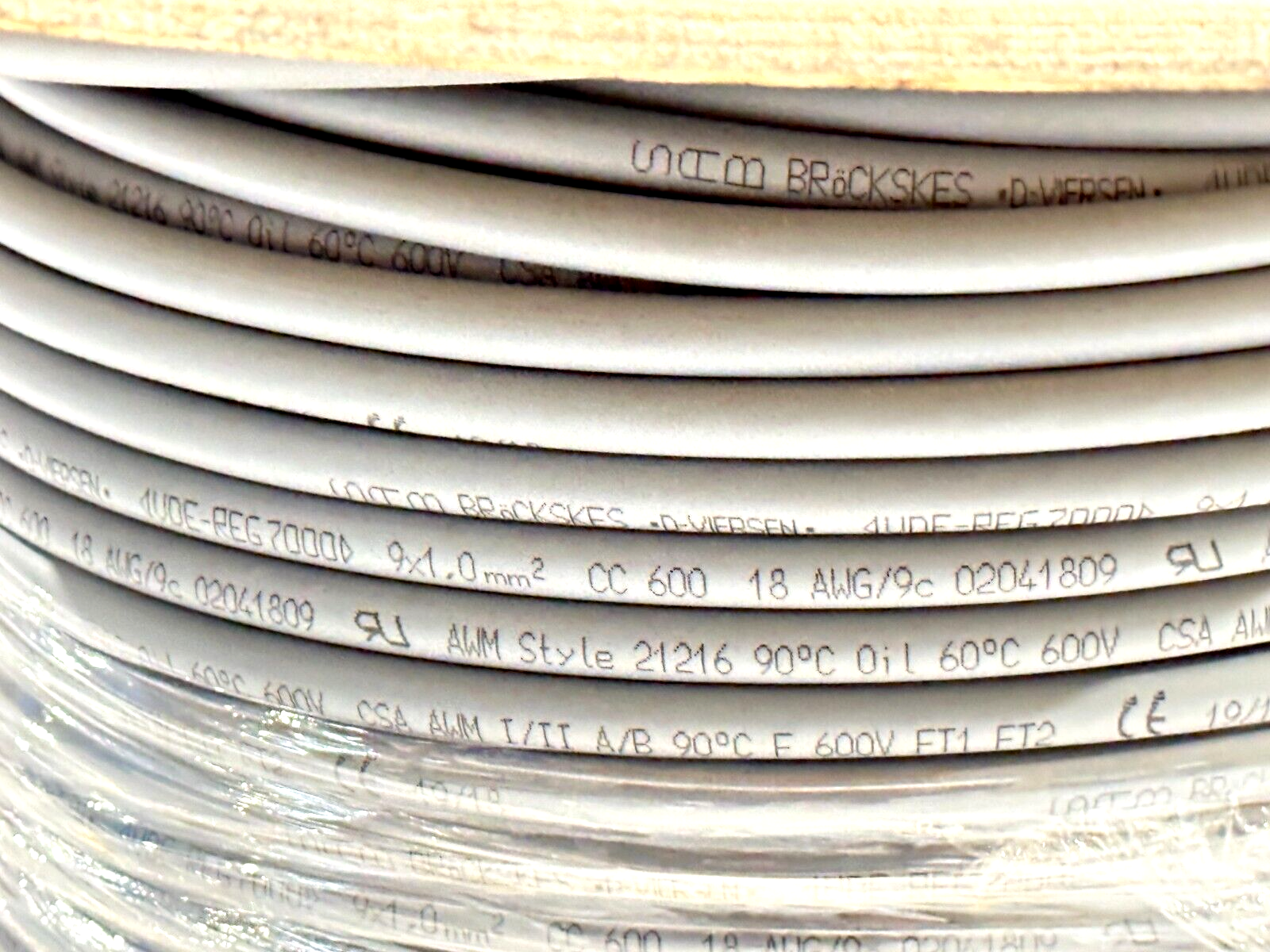 SAB 2041809 Control Cable 18 AWG 30/32 Gray 600V 57LB REMAINING - Maverick Industrial Sales