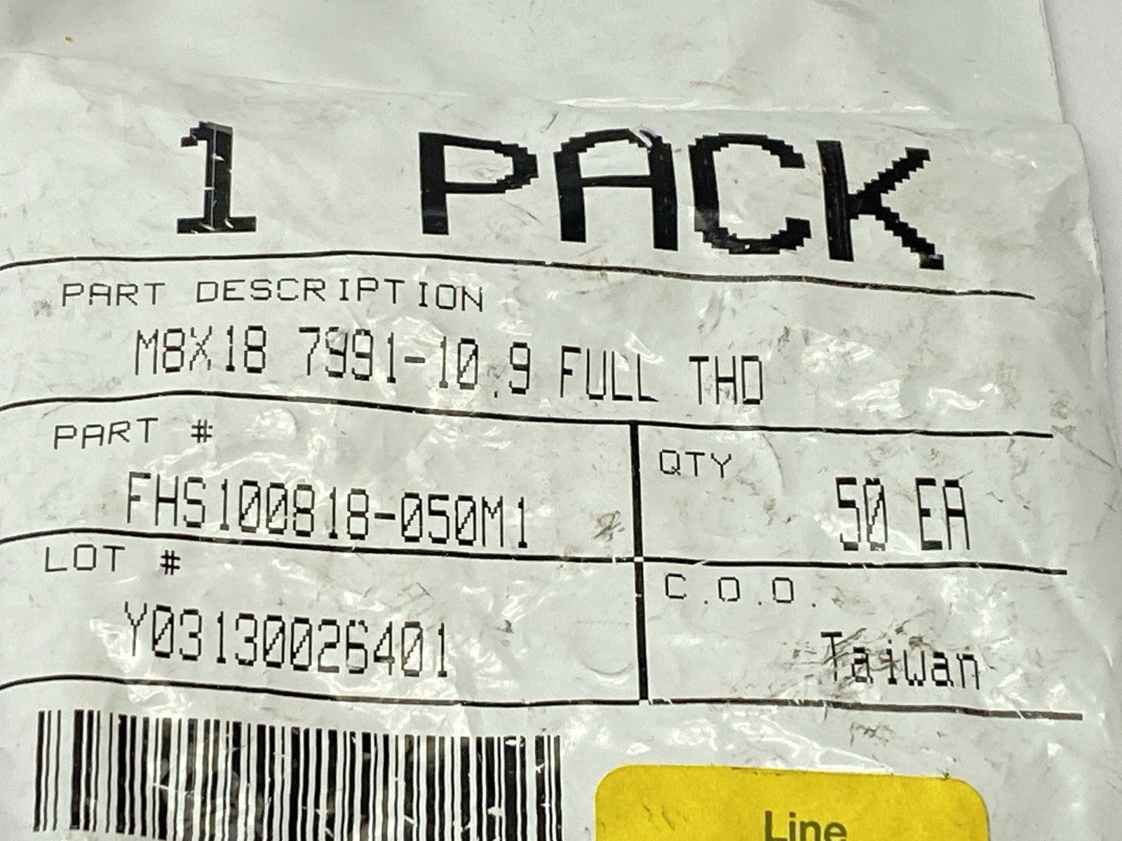 FHS100818-050M1 Socket Flat Head Screw M8 x 18mm 7991-10.9 LOT OF 46 - Maverick Industrial Sales