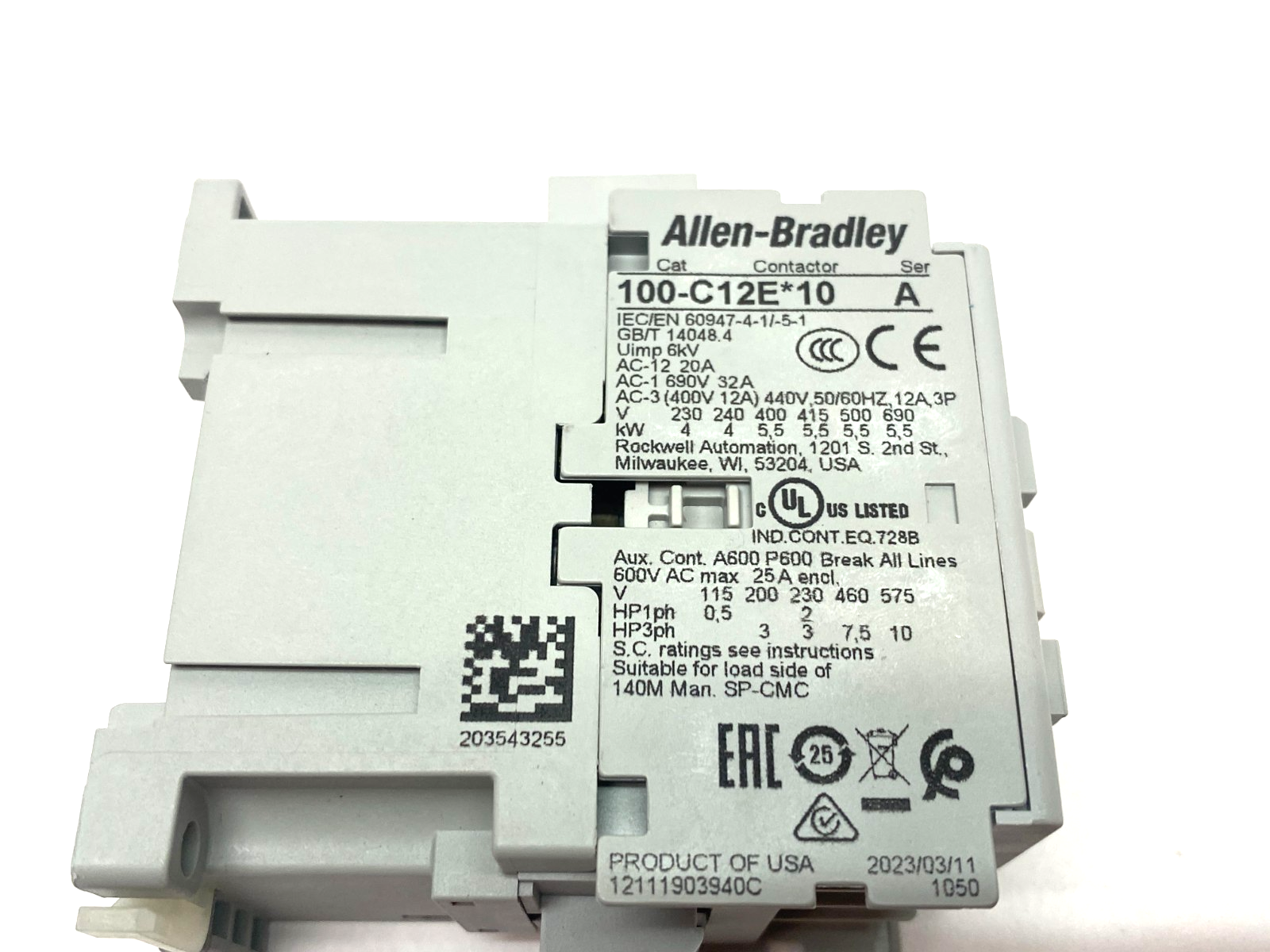 100-C12EJ10 | Allen Bradley Ser. A Power Contactor 24VDC Coil - New – Open box - Maverick Industrial Sales