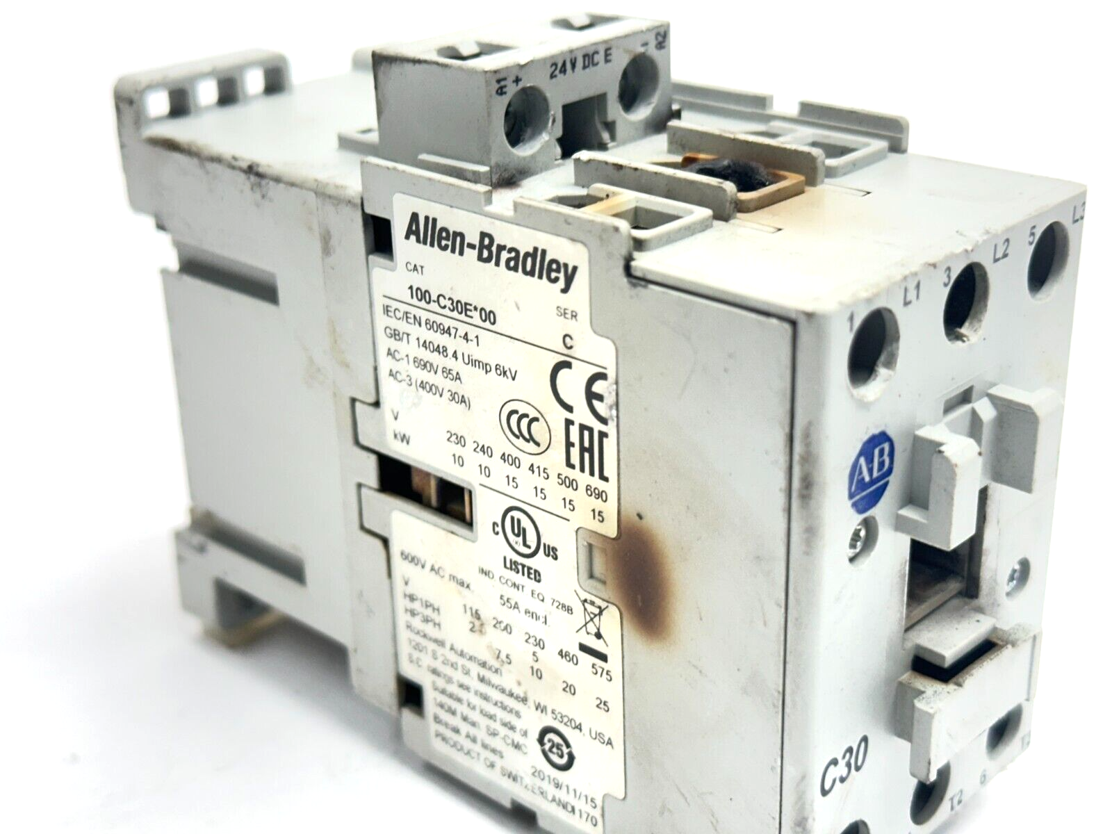Allen Bradley 100-C30EJ00 Ser C Contactor 24VDC Coil - Maverick Industrial Sales