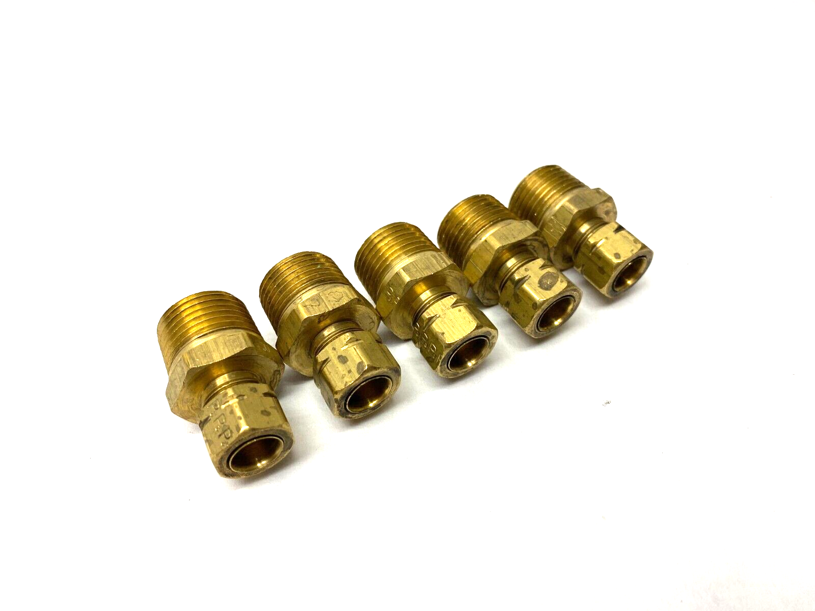 Parker 68CA-6-8 Brass Straight Compression Connector 3/8" Tube 1/2" NPT LOT OF 5 - Maverick Industrial Sales