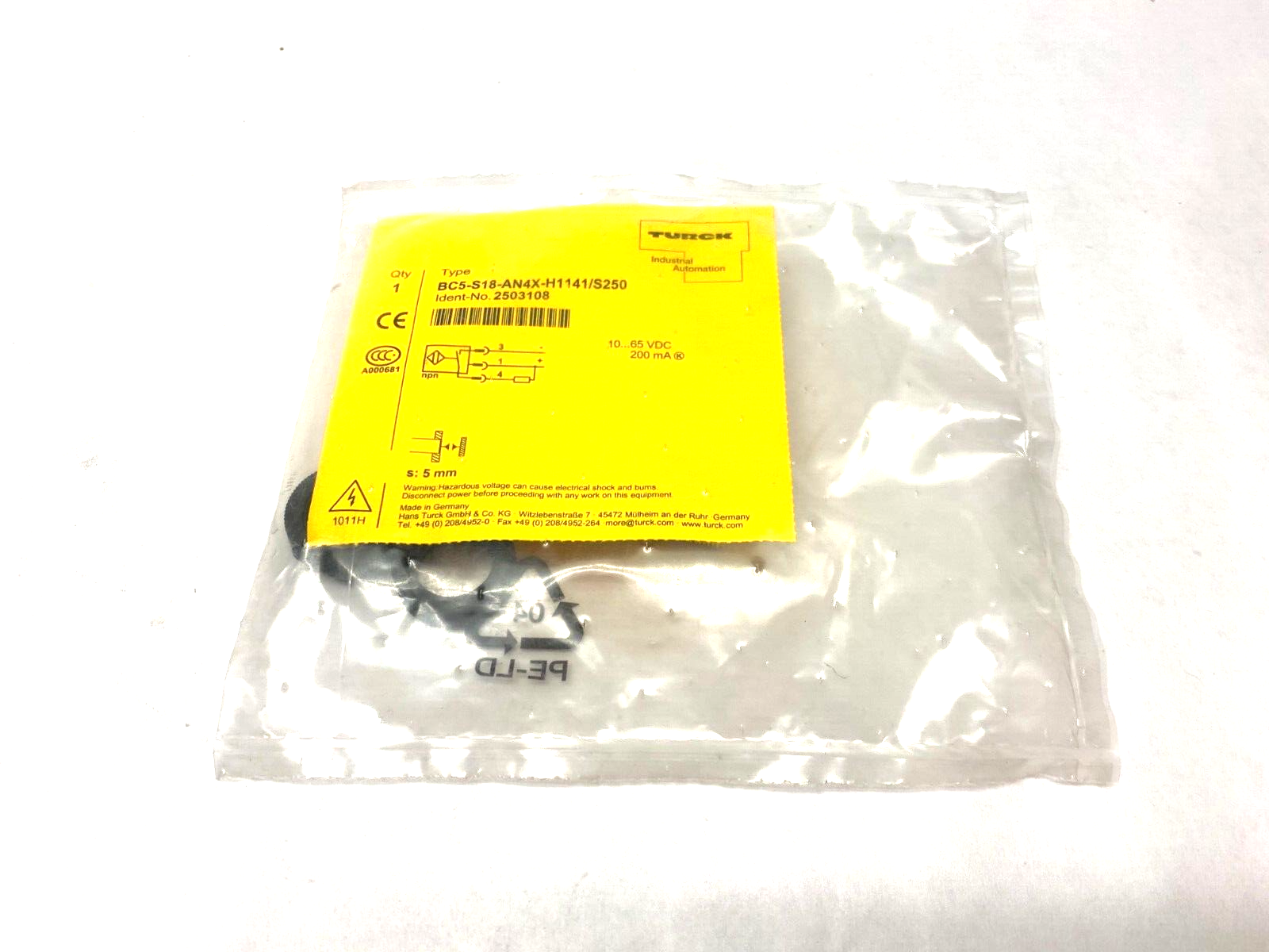 Turck BC5-S18-AN4X-H1141/S250 Capacitive Proximity Sensor M18 Barrel 2503108 - Maverick Industrial Sales