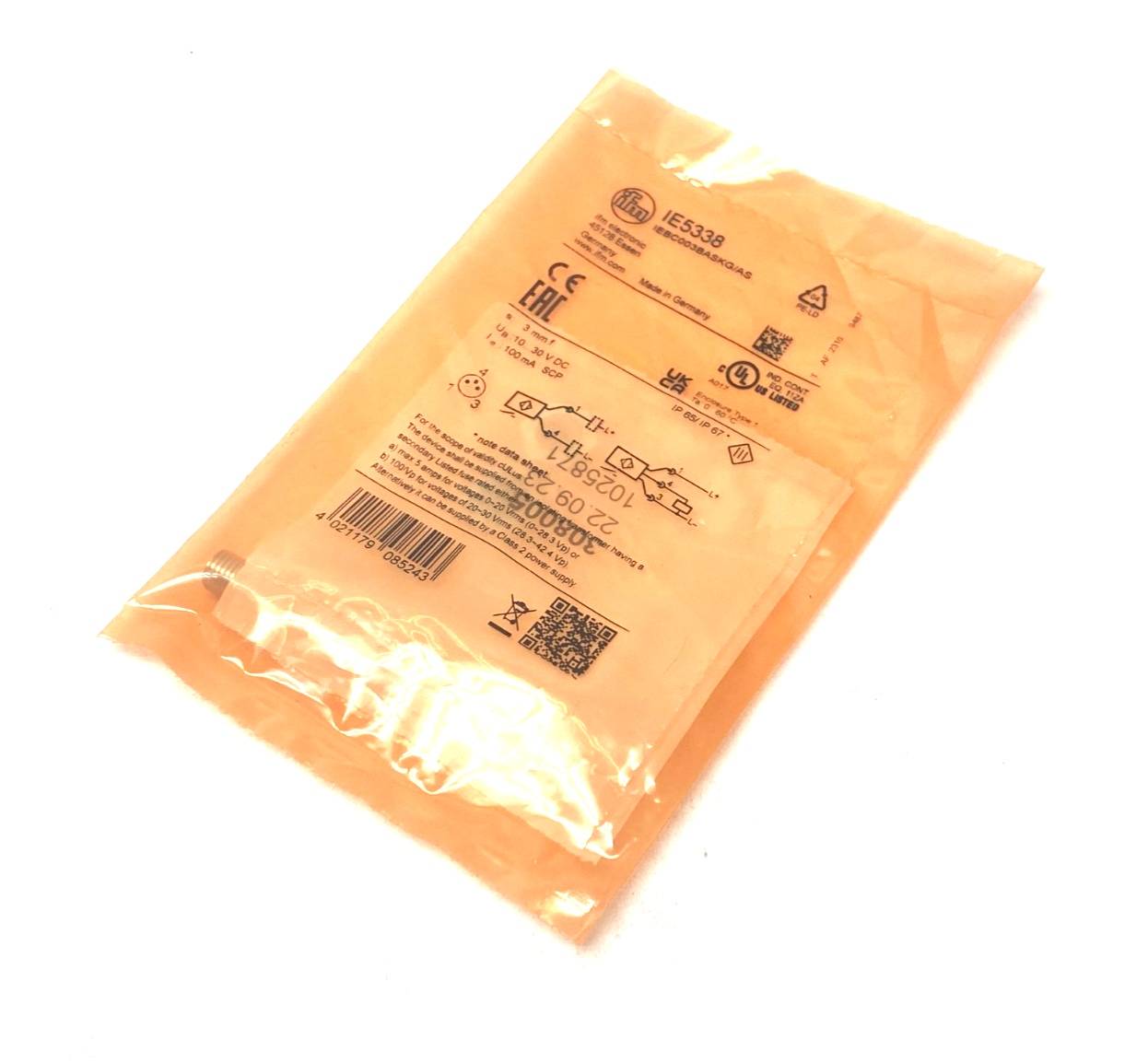 Ifm IEBC003BASKG/AS Inductive Proximity Sensor, M8 Thread, 3mm Range, IE5338 - Maverick Industrial Sales