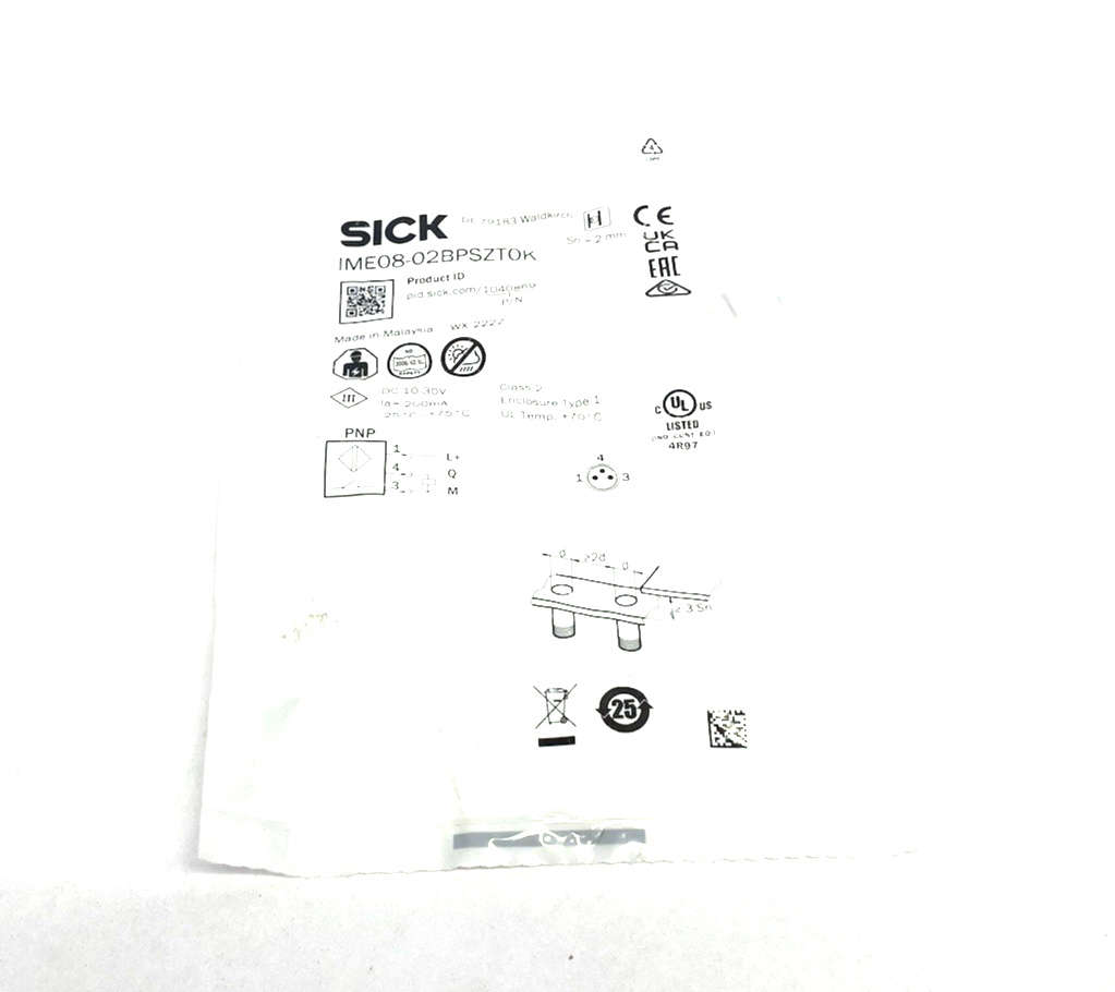 IME08-02BPSZT0K | Sick Metric Inductive Proximity Sensor Sn=2mm 1040869 - New - Maverick Industrial Sales