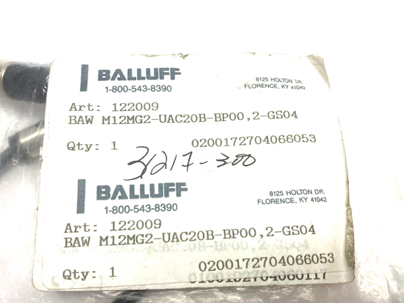 Balluff BAW M12MG2-UAC20B-BP00,2-GS04 Flush Mount Proximity Sensor BAW001J - Maverick Industrial Sales