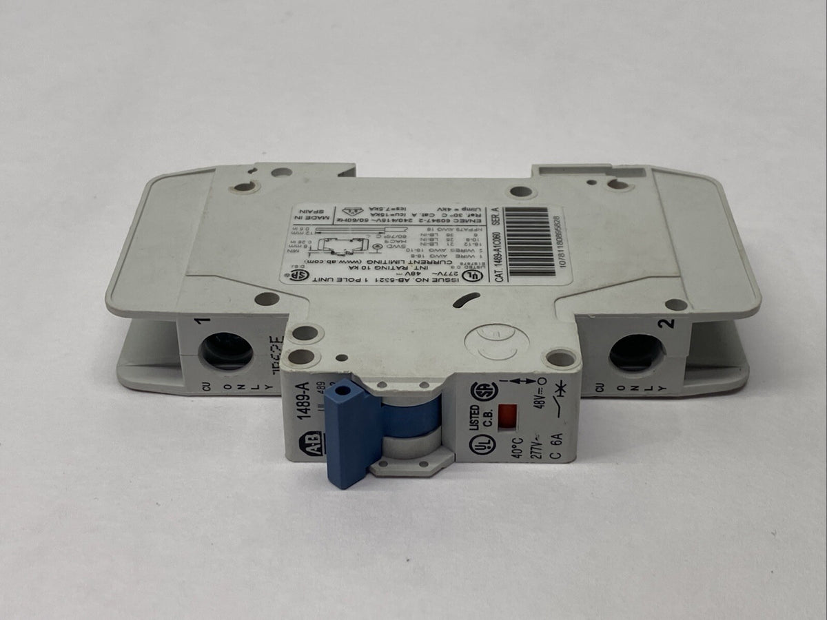 1489-A1C060 | Allen Bradley Ser A Circuit Breaker 1-Pole 6A 277V - Used - Maverick Industrial Sales