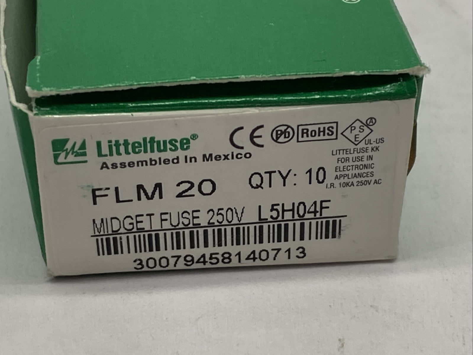 Littlefuse FLM 20 Time-Delay Midget Fuse 20A 250V L5H04F PKG OF 10 - Maverick Industrial Sales