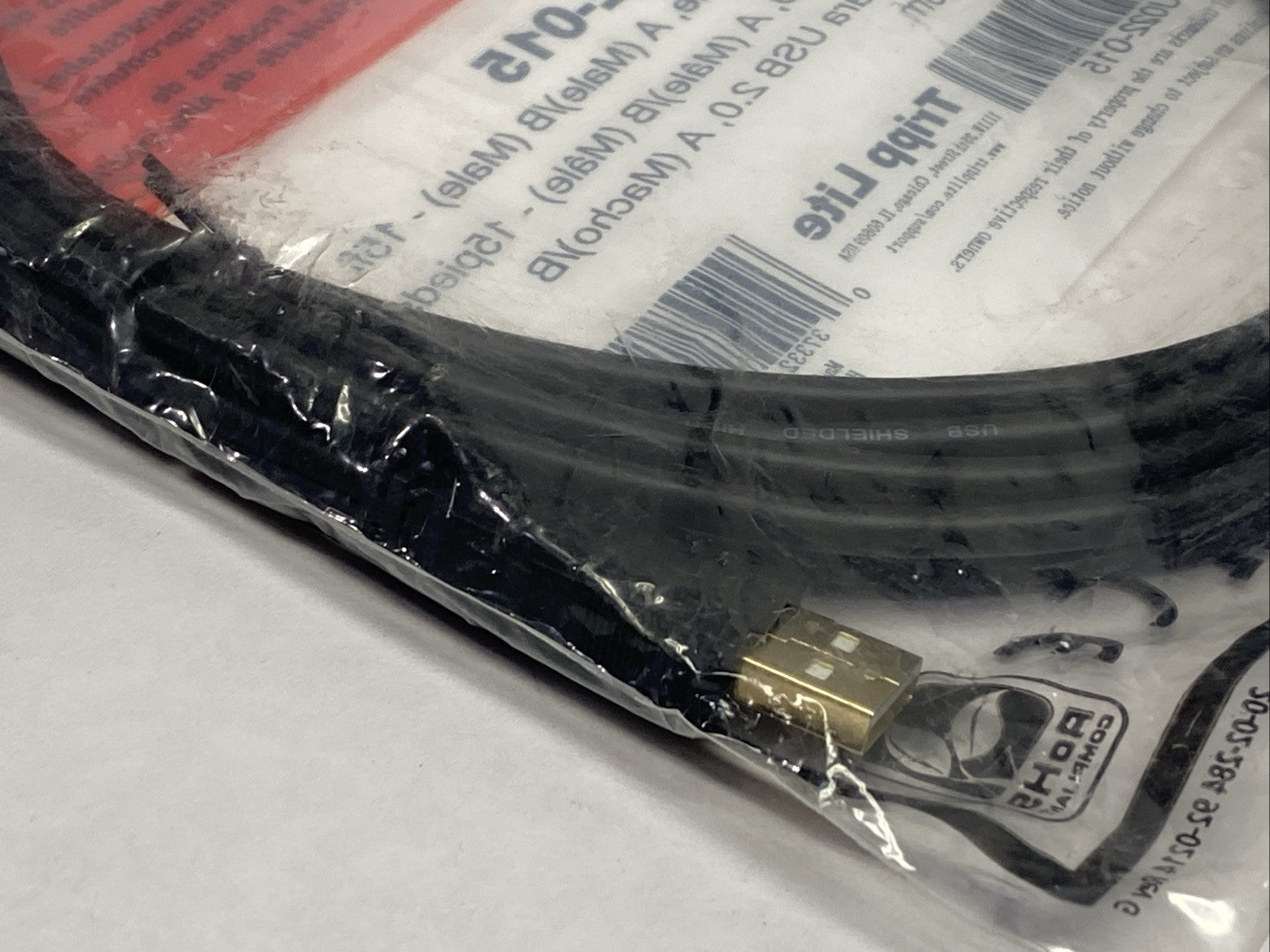 Tripp Lite U022-015 Hi-Speed USB 2.0 A to B Cable Assembly 15' Length LOT OF 2 - Maverick Industrial Sales
