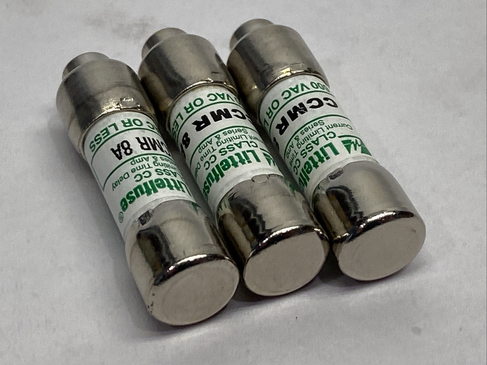 Littelfuse CCMR 8A Time-Delay Class CC Fuse 8A 600V LOT OF 3 - Maverick Industrial Sales