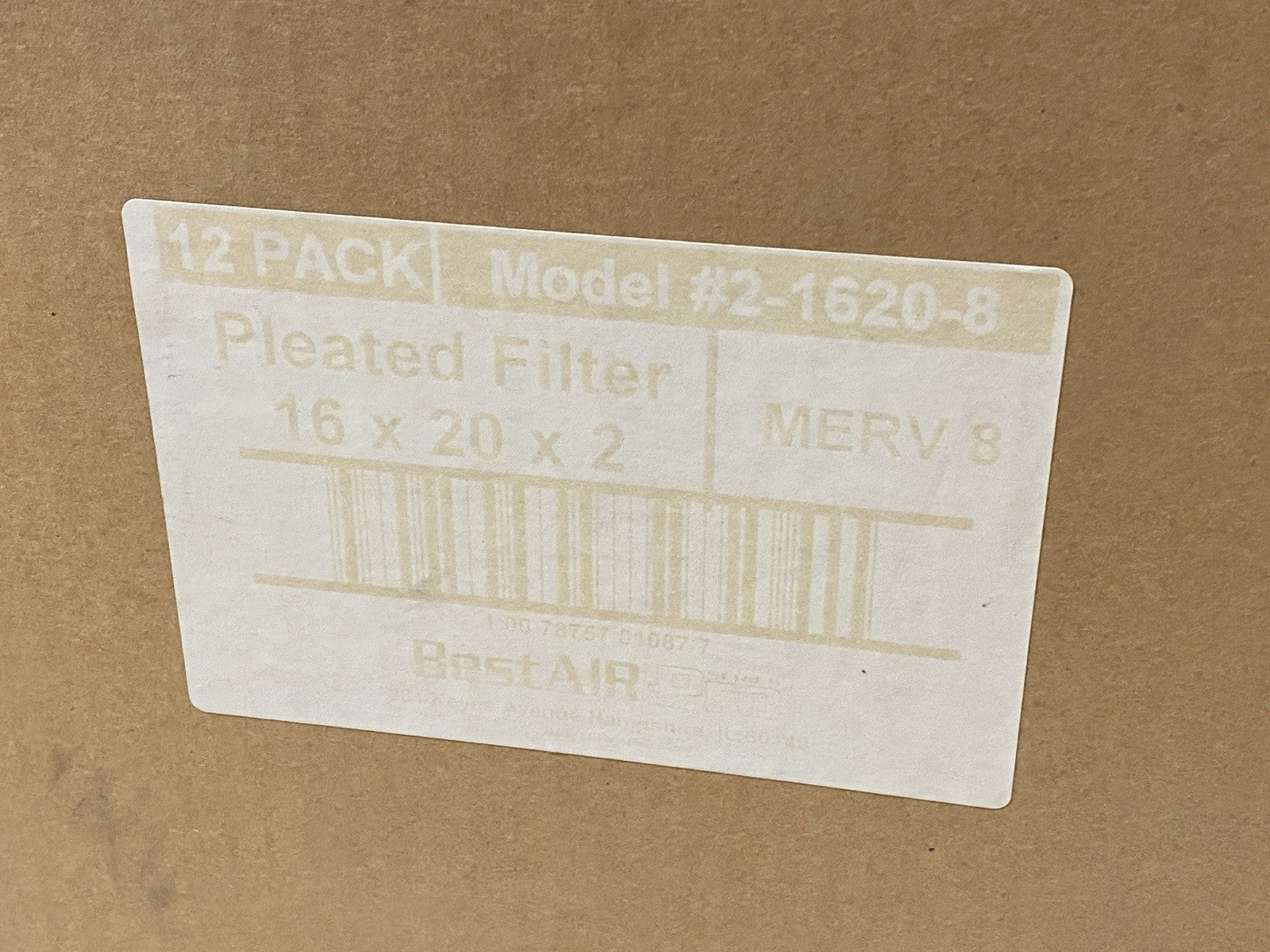 BestAir 2-1620-8 MERV 8 Commercial Pleated Air Filter 16" x 20" x 2" BOX OF 8 - Maverick Industrial Sales