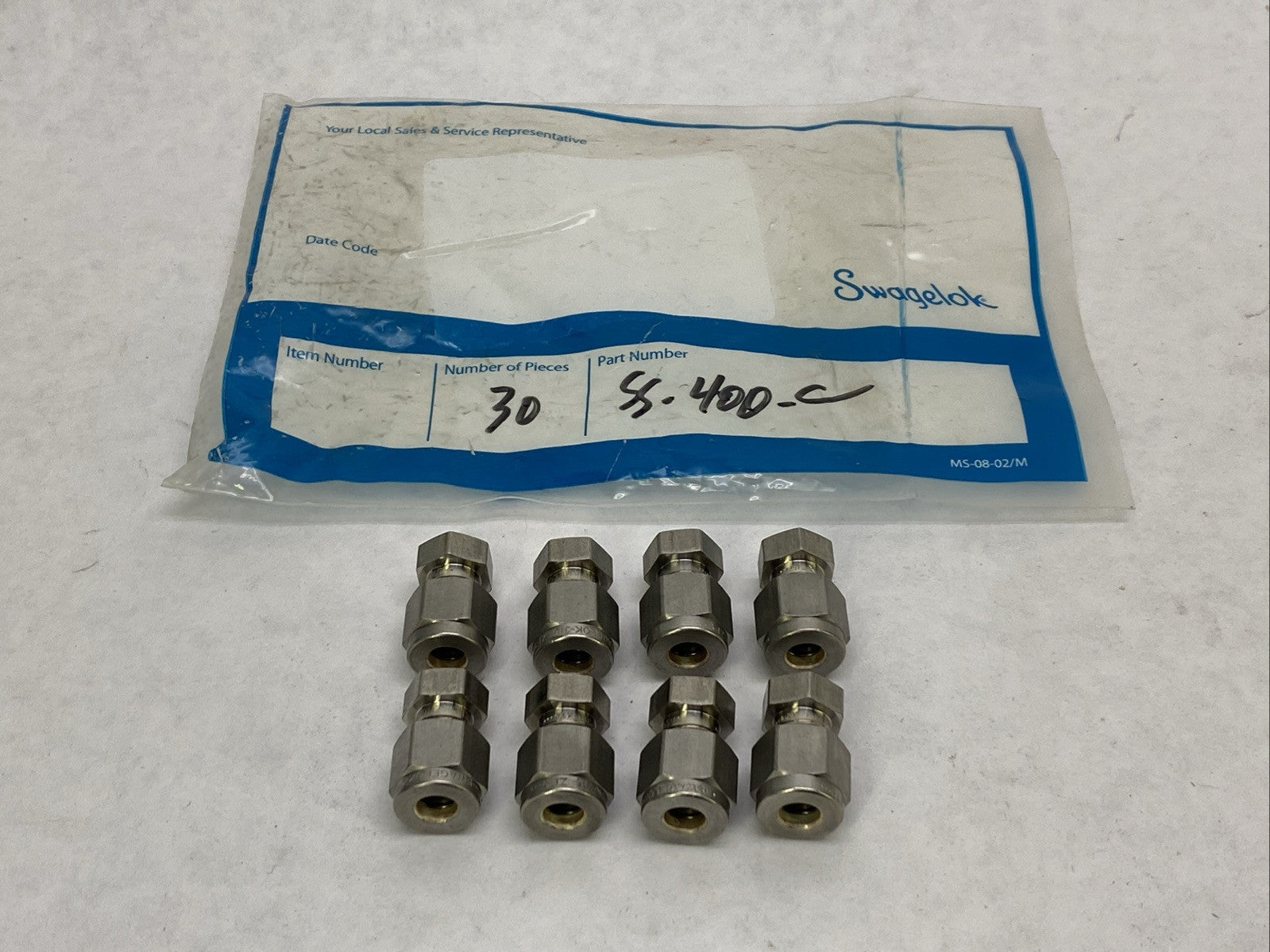 Swagelok SS-400-C Stainless Steel Cap Fitting 1/4" OD Tube LOT OF 8 - Maverick Industrial Sales