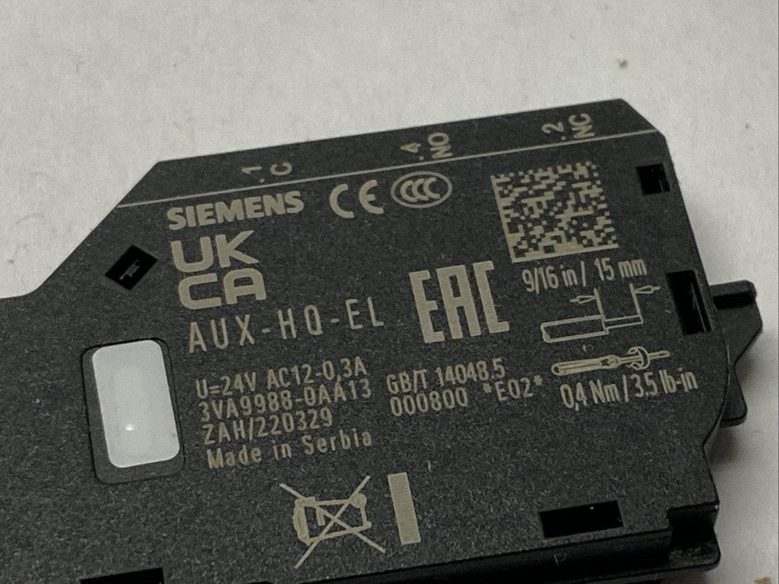 Siemens 3VA9988-0AA13 Type HQ Auxiliary Switch - Maverick Industrial Sales