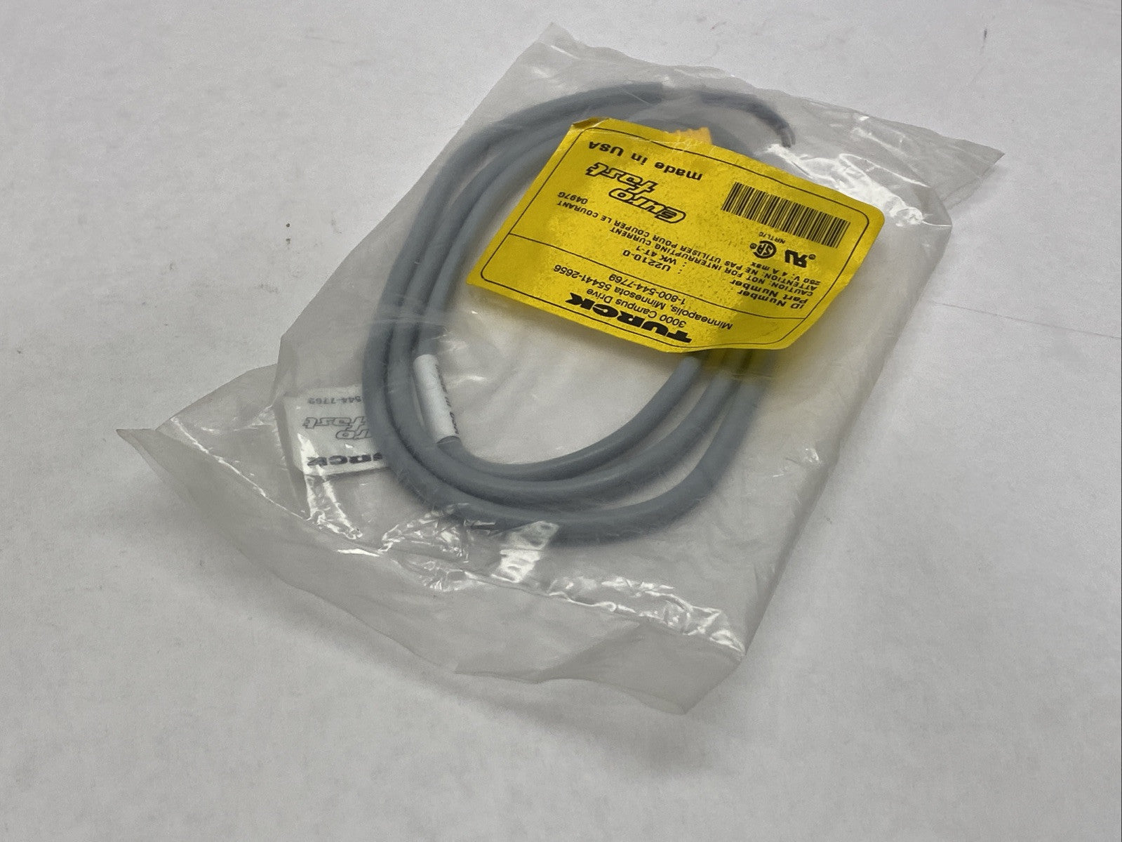 Turck WK 4T-1 Actuator And Sensor Cordset Female M12 3-Pin 1m U2210-0 - Maverick Industrial Sales