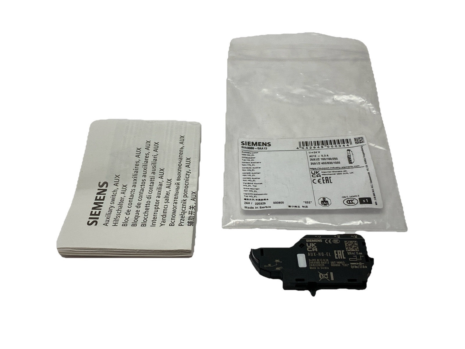 Siemens 3VA9988-0AA13 Type HQ Auxiliary Switch - Maverick Industrial Sales