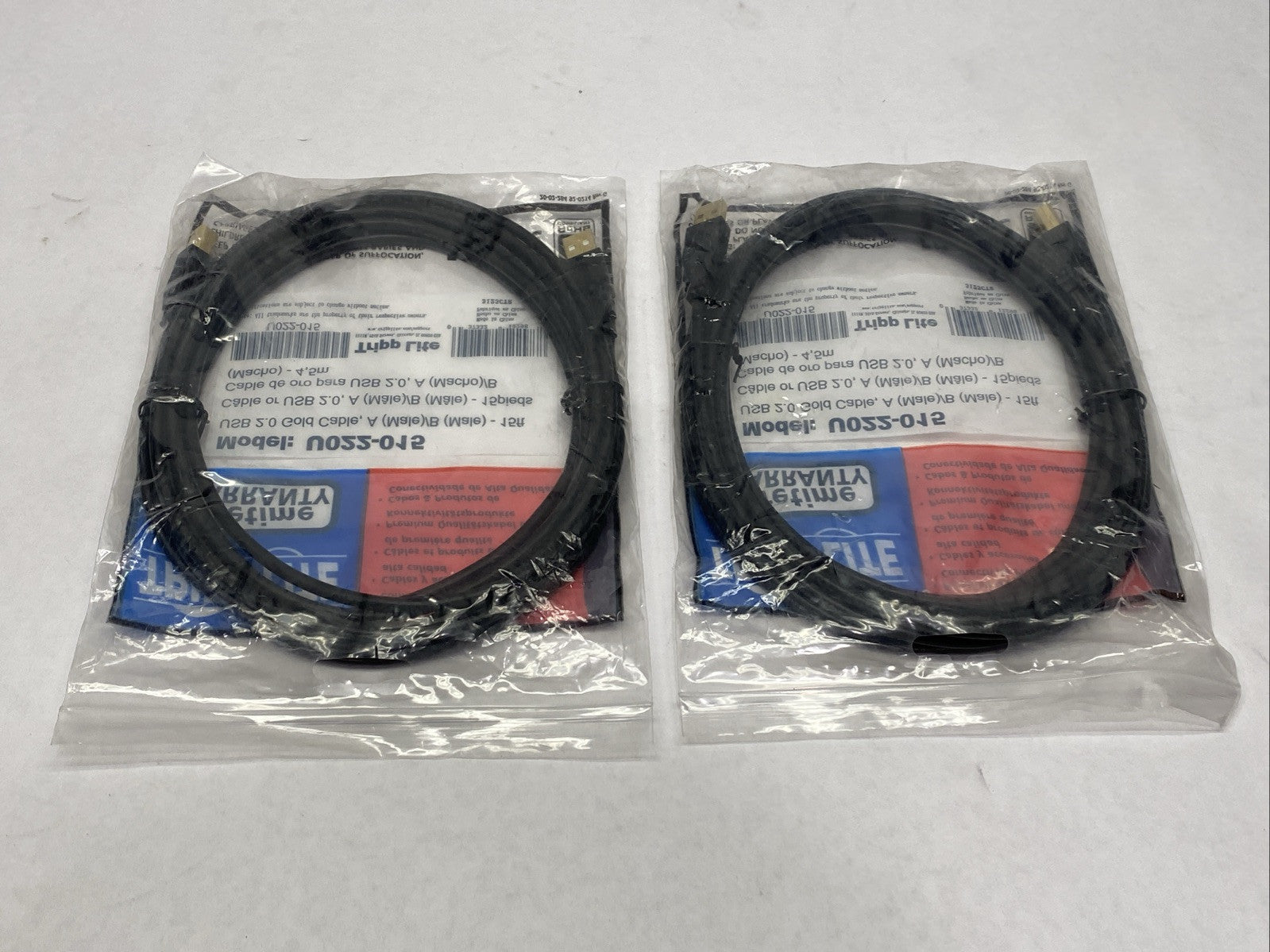 Tripp Lite U022-015 Hi-Speed USB 2.0 A to B Cable Assembly 15' Length LOT OF 2 - Maverick Industrial Sales