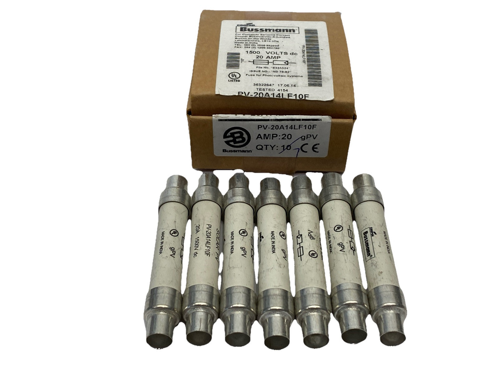 Cooper Bussmann PV-20A14LF10F Photovoltaic Fuse 20A 1500VDC LOT OF 7 - Maverick Industrial Sales