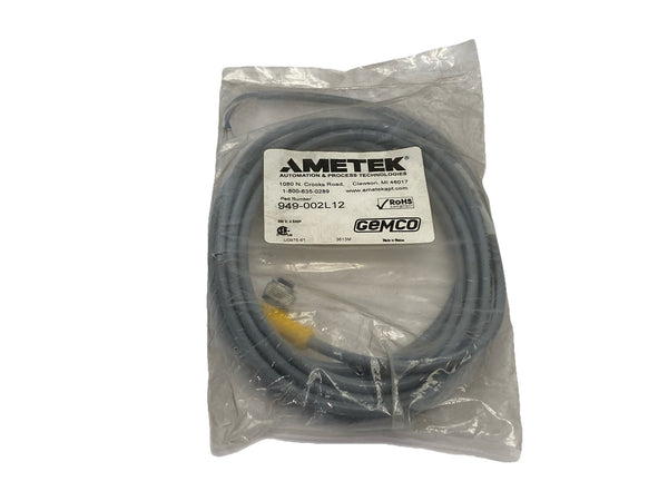 Ametek 949-002L12 Single Ended Cordset Female M124-Pin 12ft - Maverick Industrial Sales