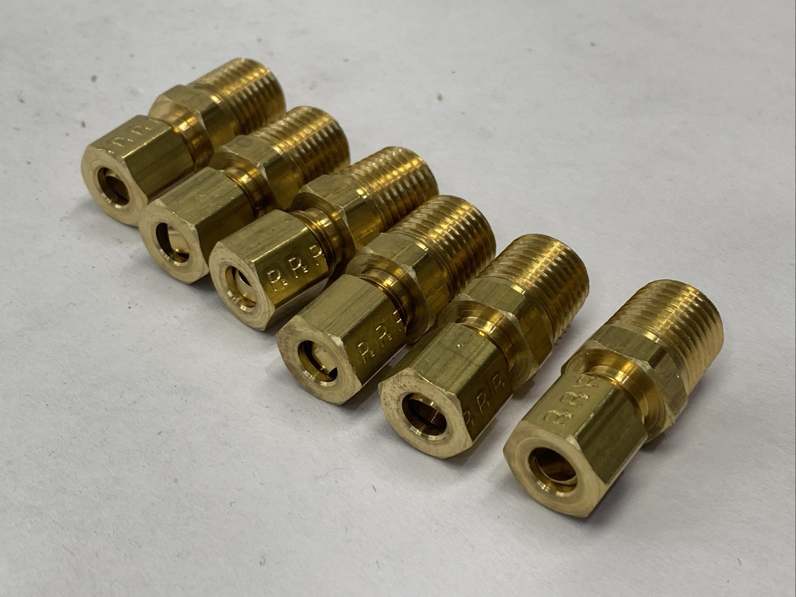 Parker 68C-4-4 Brass Compression Fitting 1/4" OD Tube x 1/4" NPT LOT OF 6 - Maverick Industrial Sales