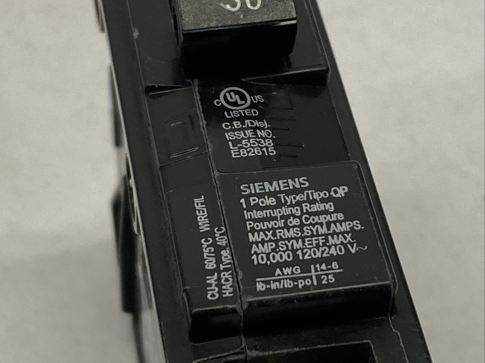 Siemens Q130 Type QP Circuit Breaker 1-Pole 30A 240V - Maverick Industrial Sales