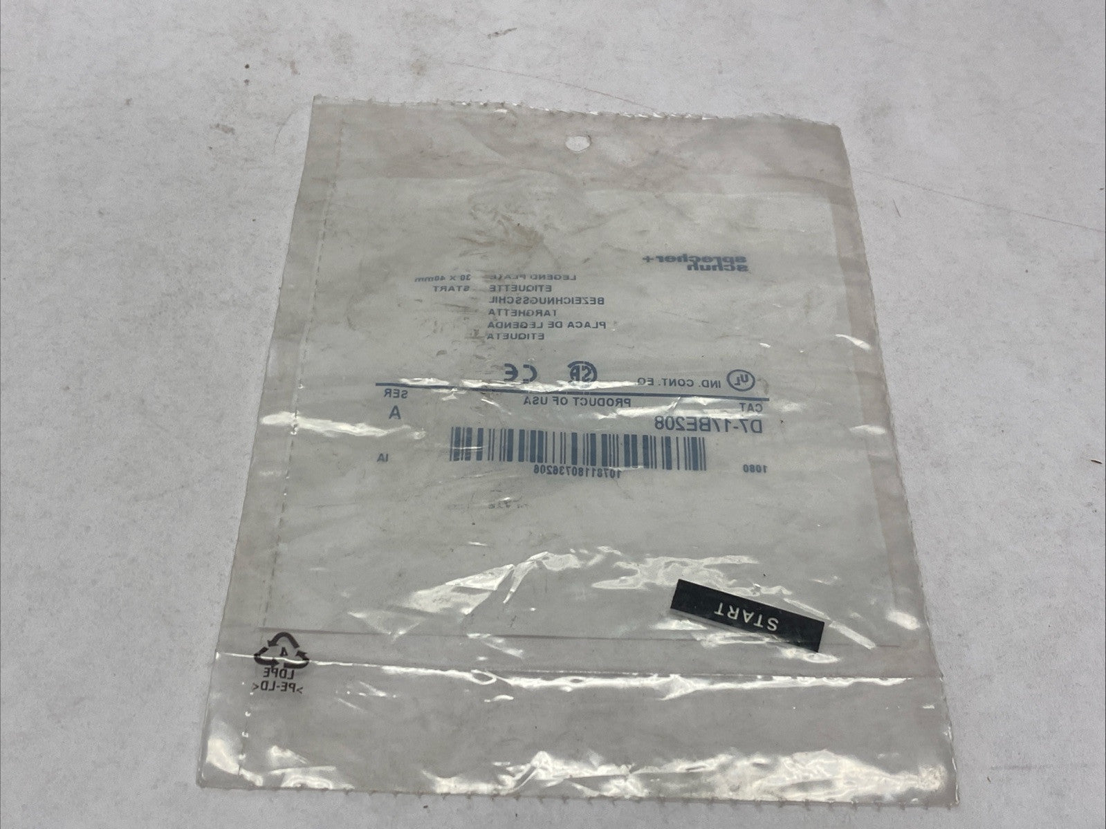 Sprecher+Schuh D7-17BE208 Ser A Legend Plate START - Maverick Industrial Sales