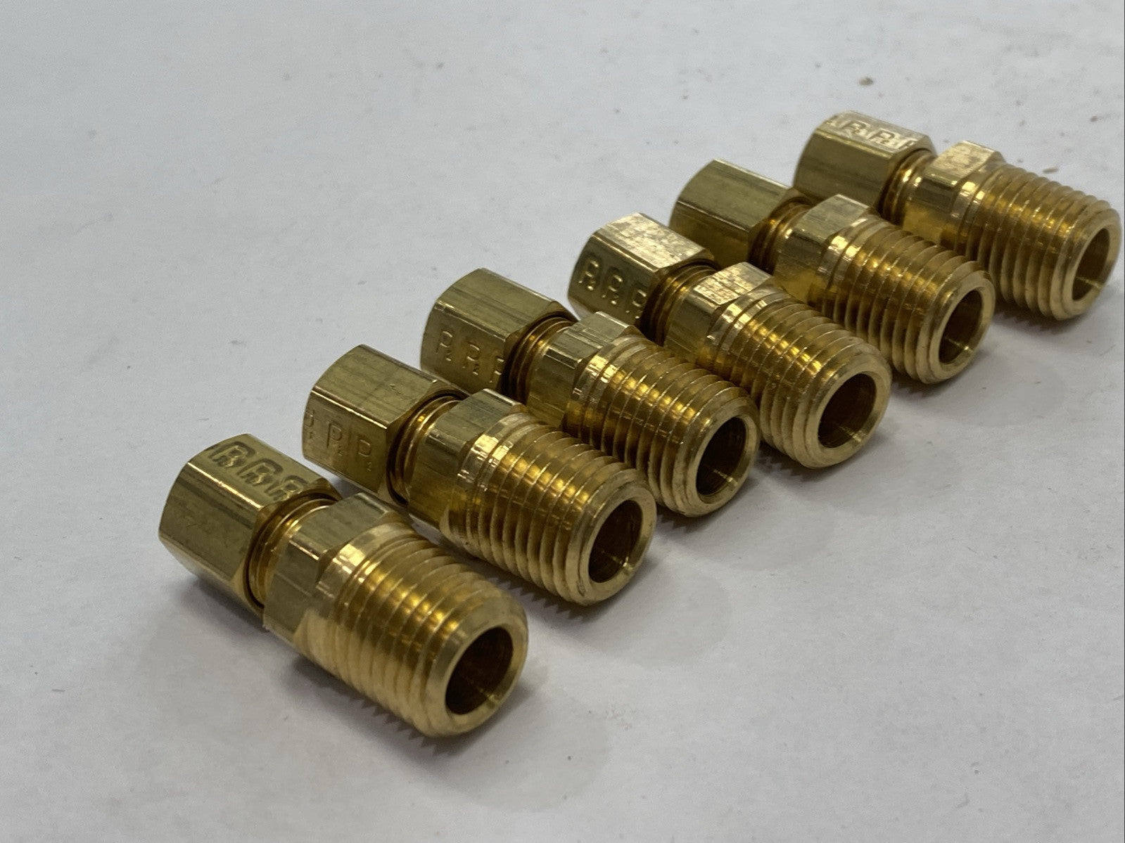 Parker 68C-4-4 Brass Compression Fitting 1/4" OD Tube x 1/4" NPT LOT OF 6 - Maverick Industrial Sales