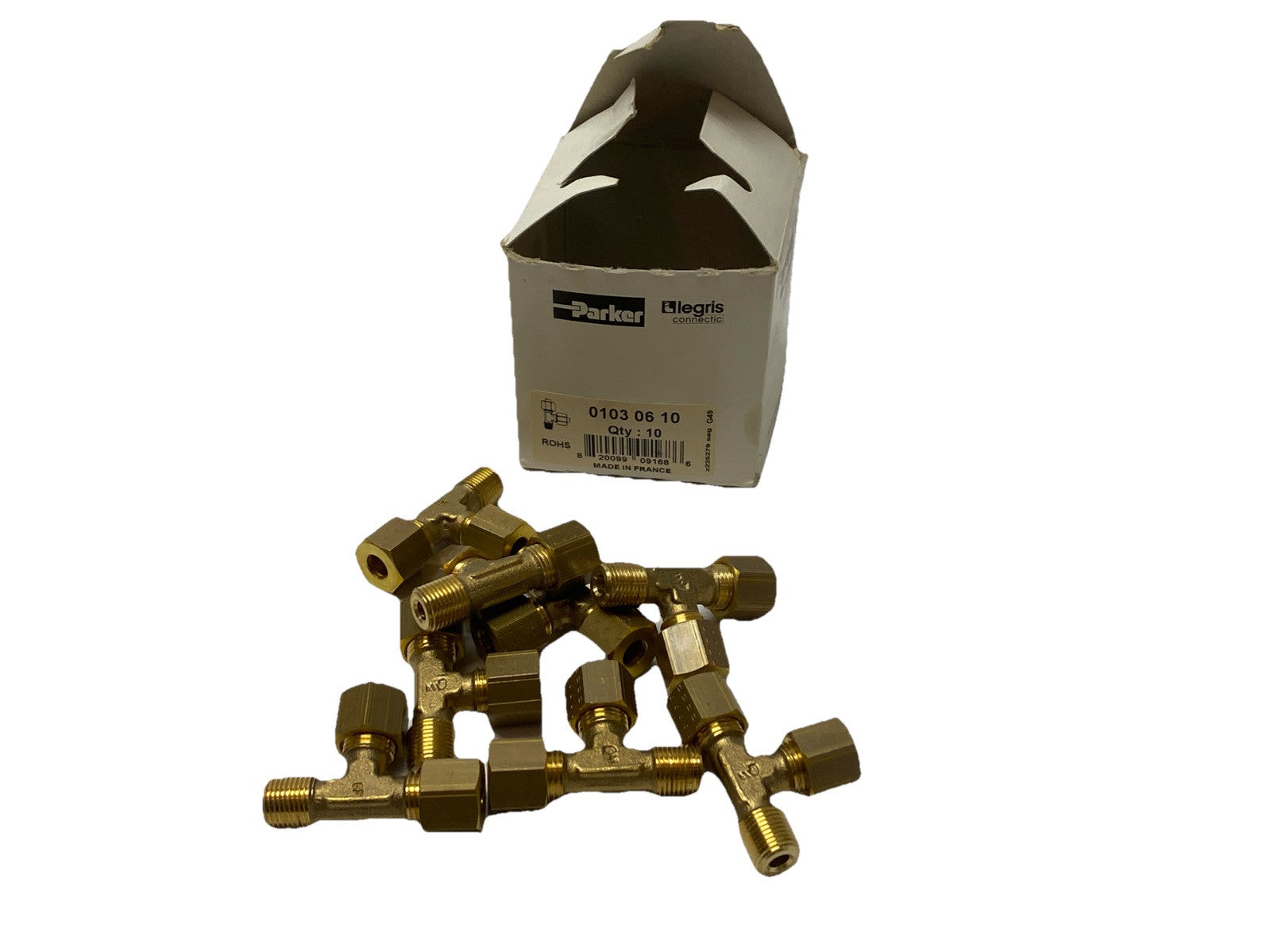 Parker 0103 06 10 Brass Compression Tee Fitting 6mm OD Tube LOT OF 8 - Maverick Industrial Sales