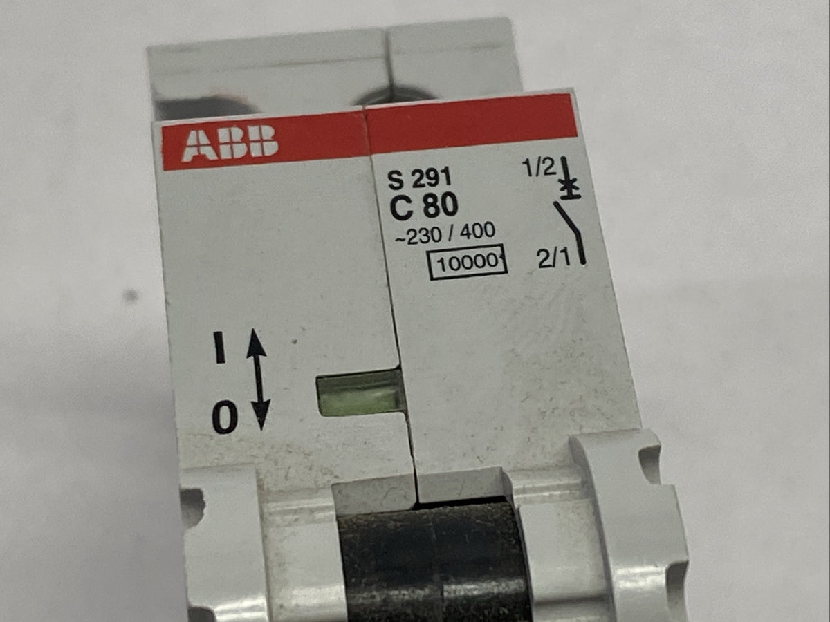 S291 C80,GHS2912001R0804 | ABB S291 C80 Circuit Breaker 1-Pole 80A 230/400V GHS2912001R0804 - Used - Maverick Industrial Sales