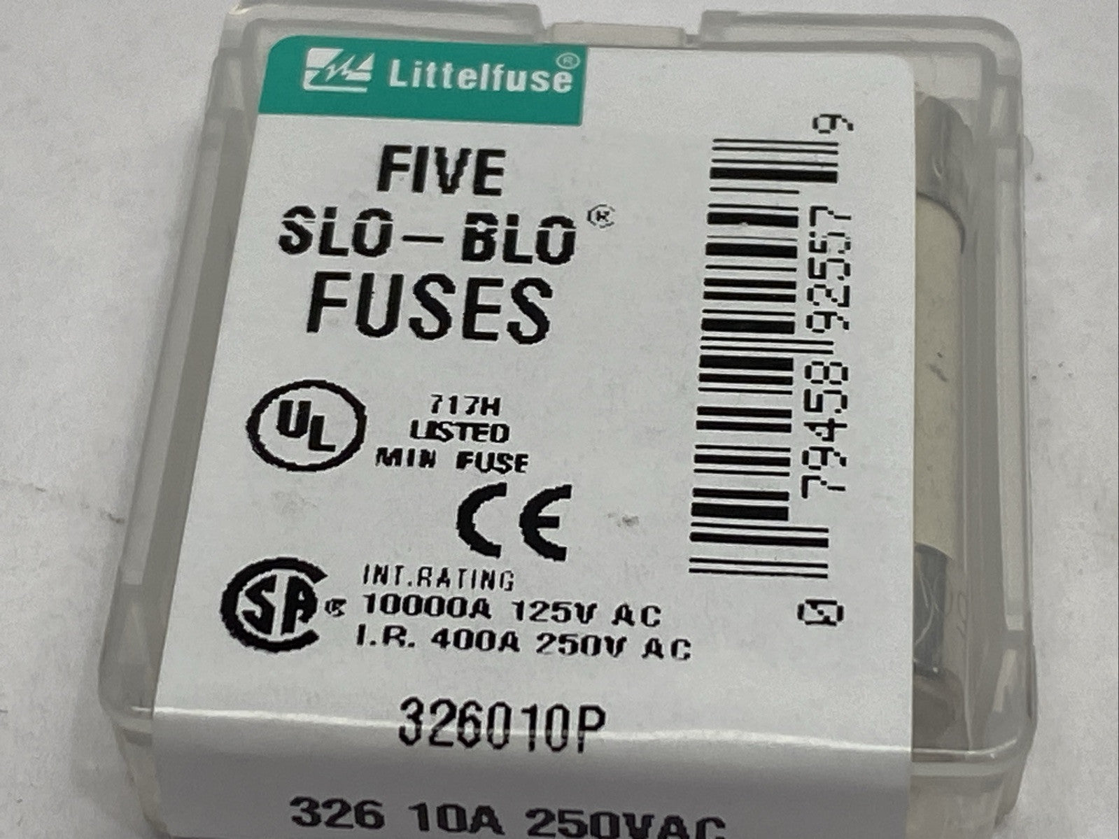 Littelfuse 326010P Slo-Blo Cartridge Fuse 10A 250V PKG OF 5 - Maverick Industrial Sales