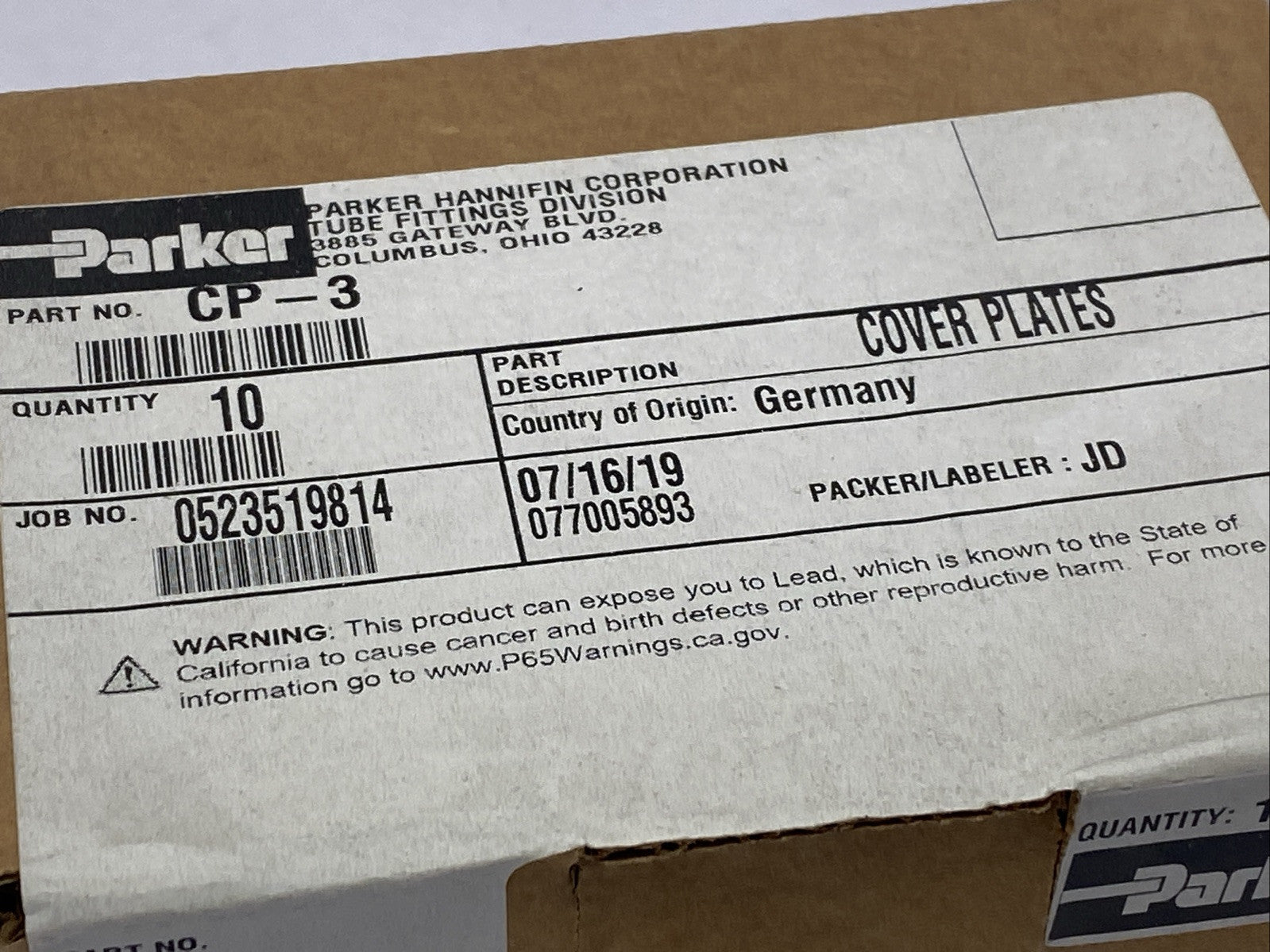 Parker CP-3 Inch Tube And Hose Clamp Cover Plates PKG OF 10 - Maverick Industrial Sales