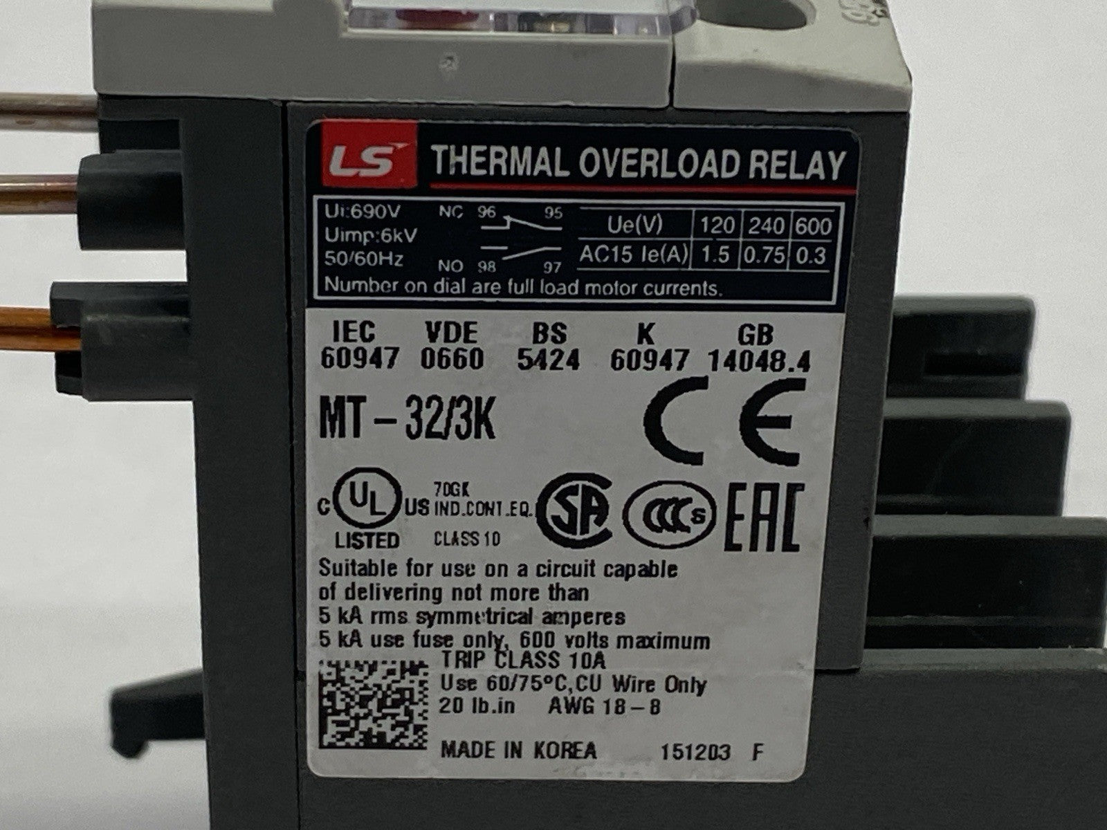 LS Electric MT-32/3K Thermal Overload Relay 1.5/0.3A 6KV 3-Pole - Maverick Industrial Sales