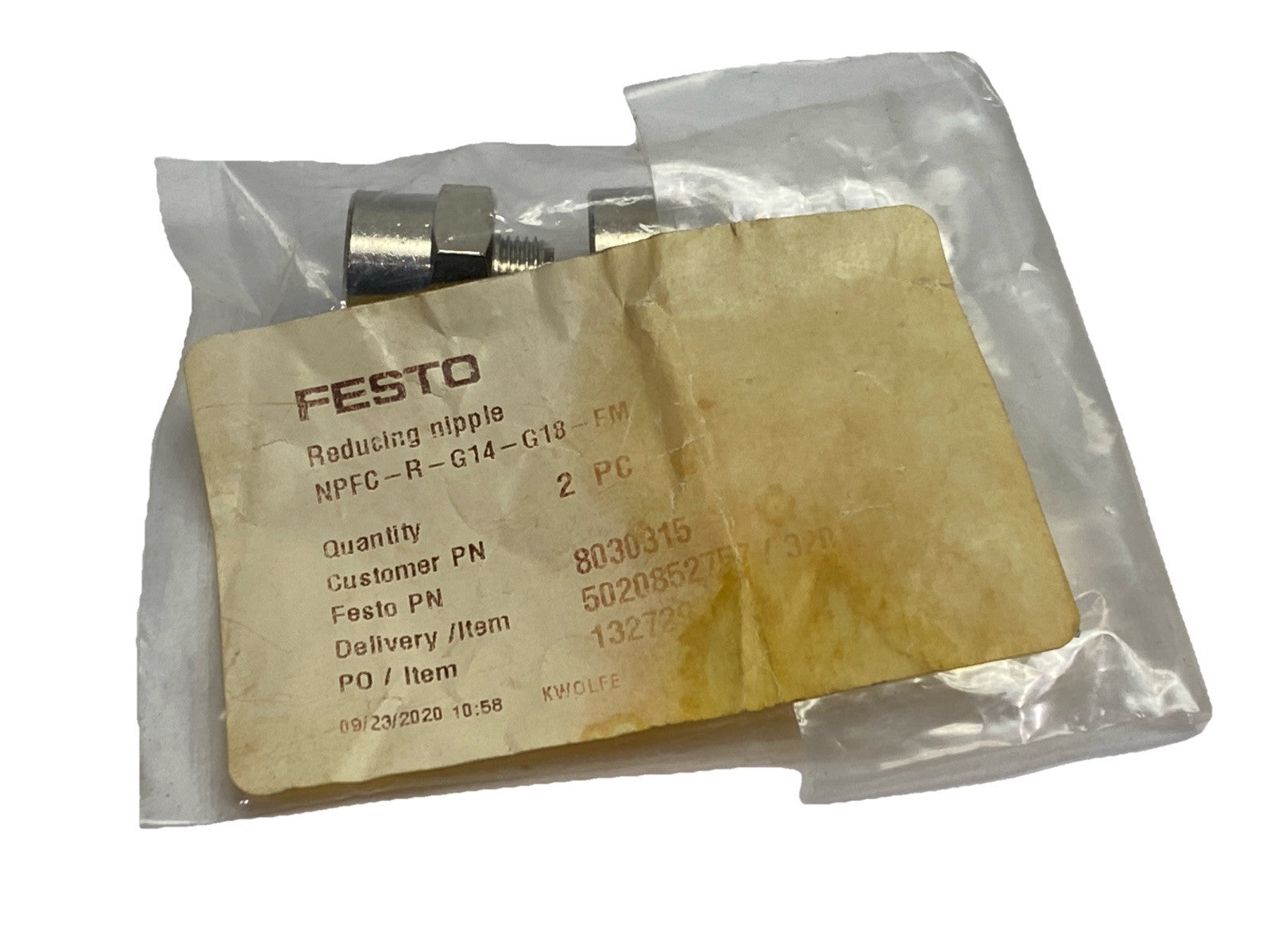 Festo NPFC-R-G14-G18-FM Reducing Nipple 1/4" x 1/8" 8030315 LOT OF 2 - Maverick Industrial Sales