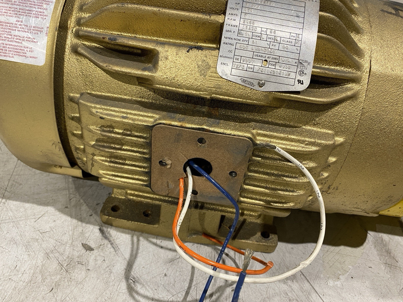 Kontro 1.5X1X6H Pump with Baldor CEM3769T-5 Super E 575V 7.5 HP - Maverick Industrial Sales
