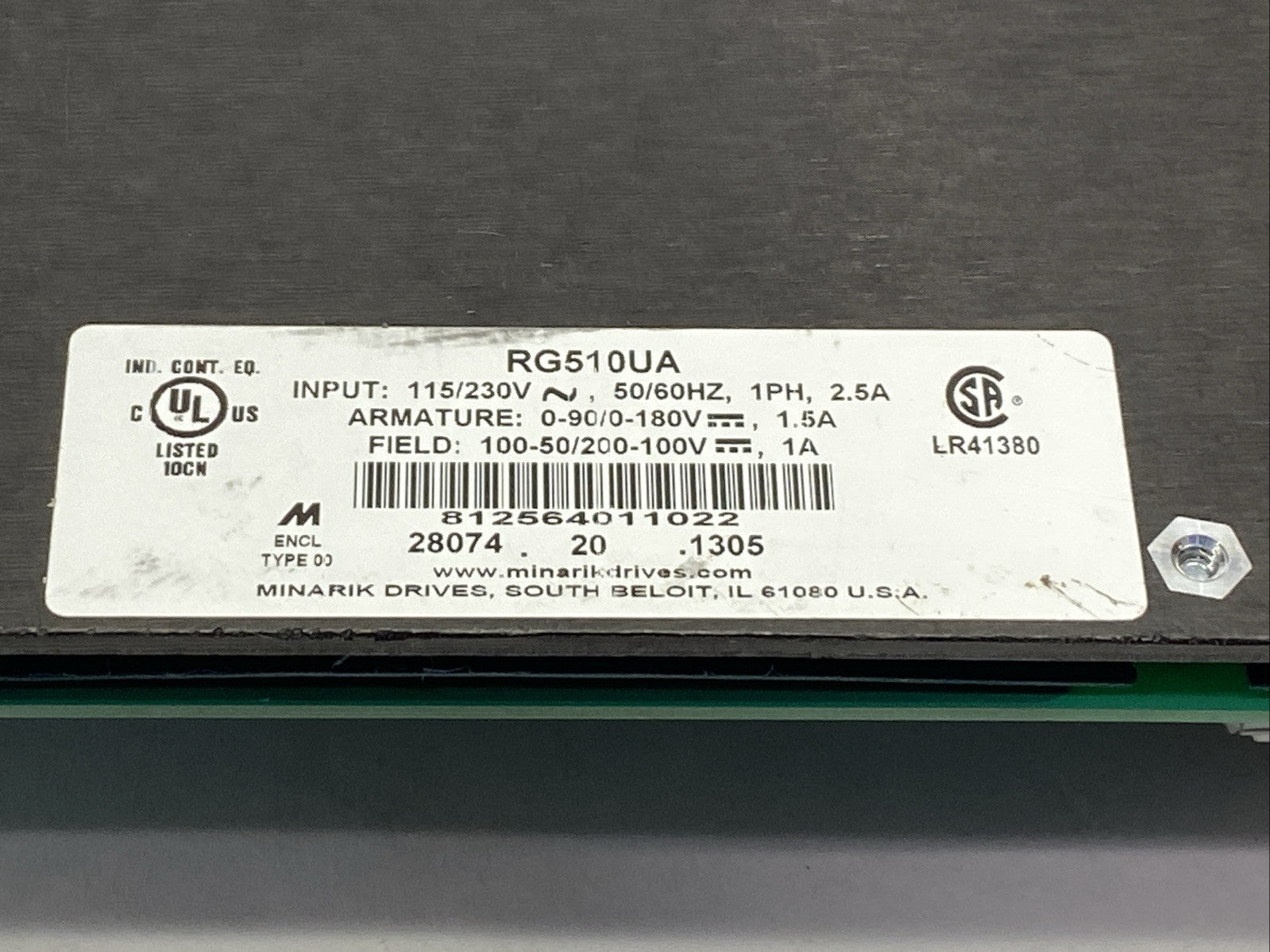 RG510UA | Minarik DC Motor Control 115/230VAC 1-PH 2.5A 0-180VDC 1/20 HP To 1/2 HP - Used - Maverick Industrial Sales