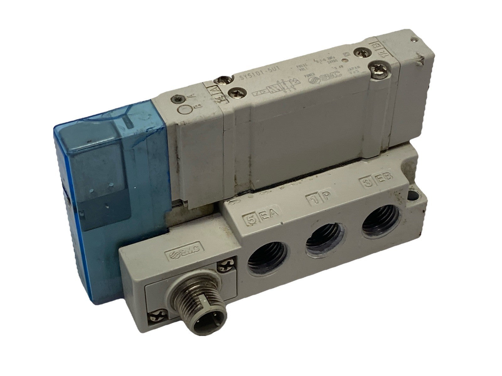 SMC SY5101-5U1-WO-02N Pneumatic Solenoid Valve 5-Port w/ Base - Maverick Industrial Sales