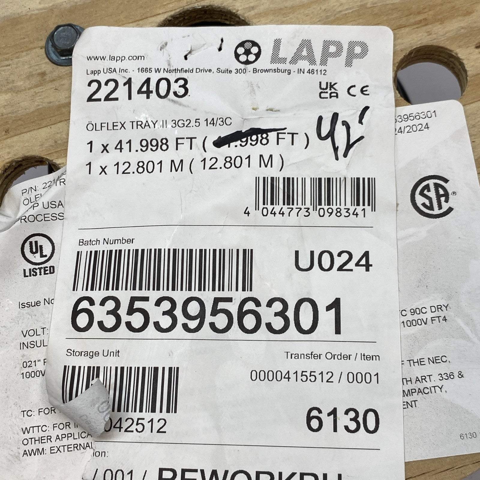 LAPP 221403 Cable OLFLEX TRAY II 3G2.5 14/3C 42-FT 3C 14 AWG Black - Maverick Industrial Sales