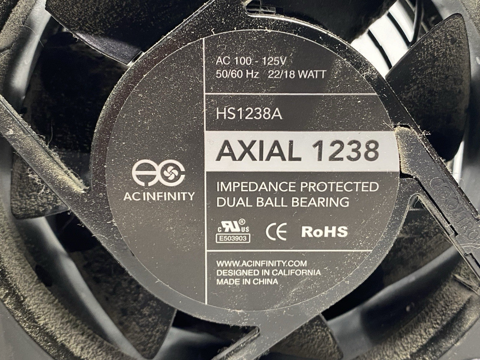AC Infinity HS1238A Impedance Protected Dual Ball Bearing Axial Fan 1238 - Maverick Industrial Sales