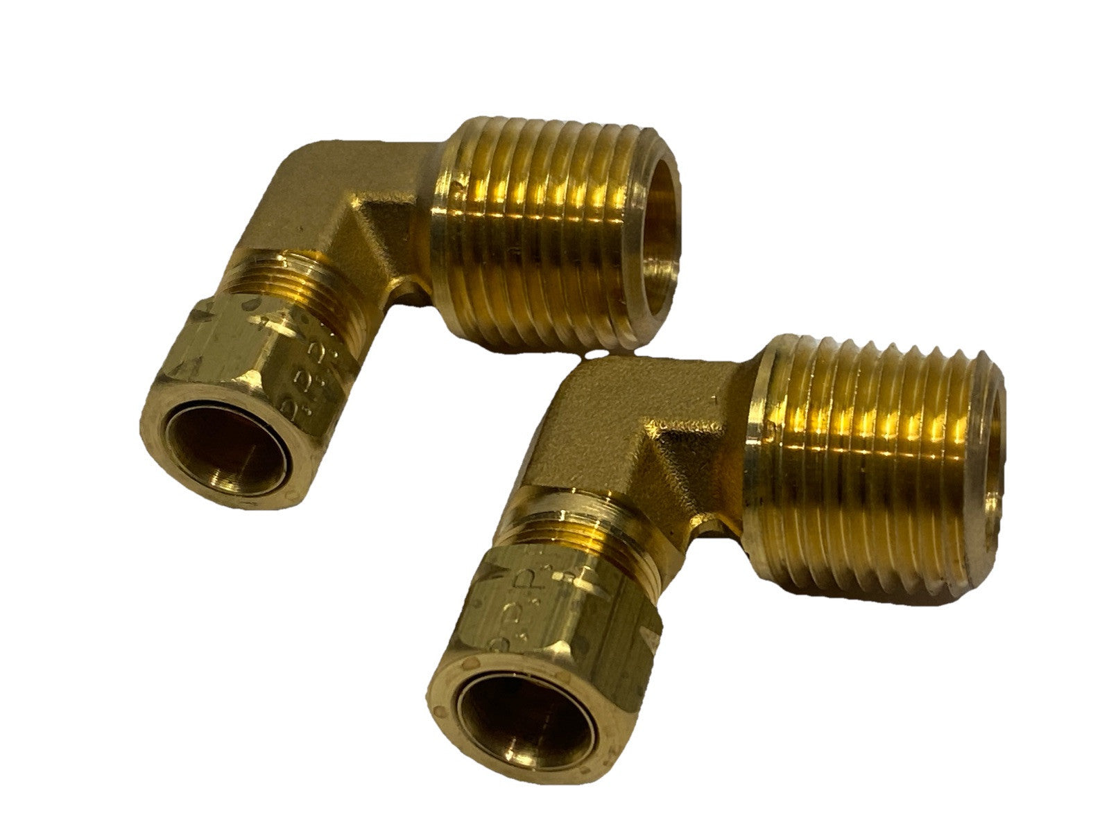 Parker 169CA-6-8 Brass Compression Elbow Fitting 3/8" Tube OD 1/2" NPT LOT OF 2 - Maverick Industrial Sales